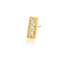 Gold Millgrain Bar With 3 CZ