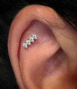 Gold CZ Gem Bar 14k