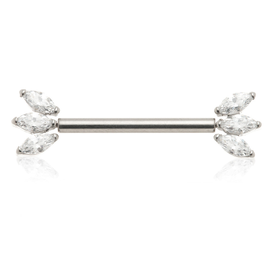 Titanium Threadless Triple Marquise Nipple Bar – 1.6mm