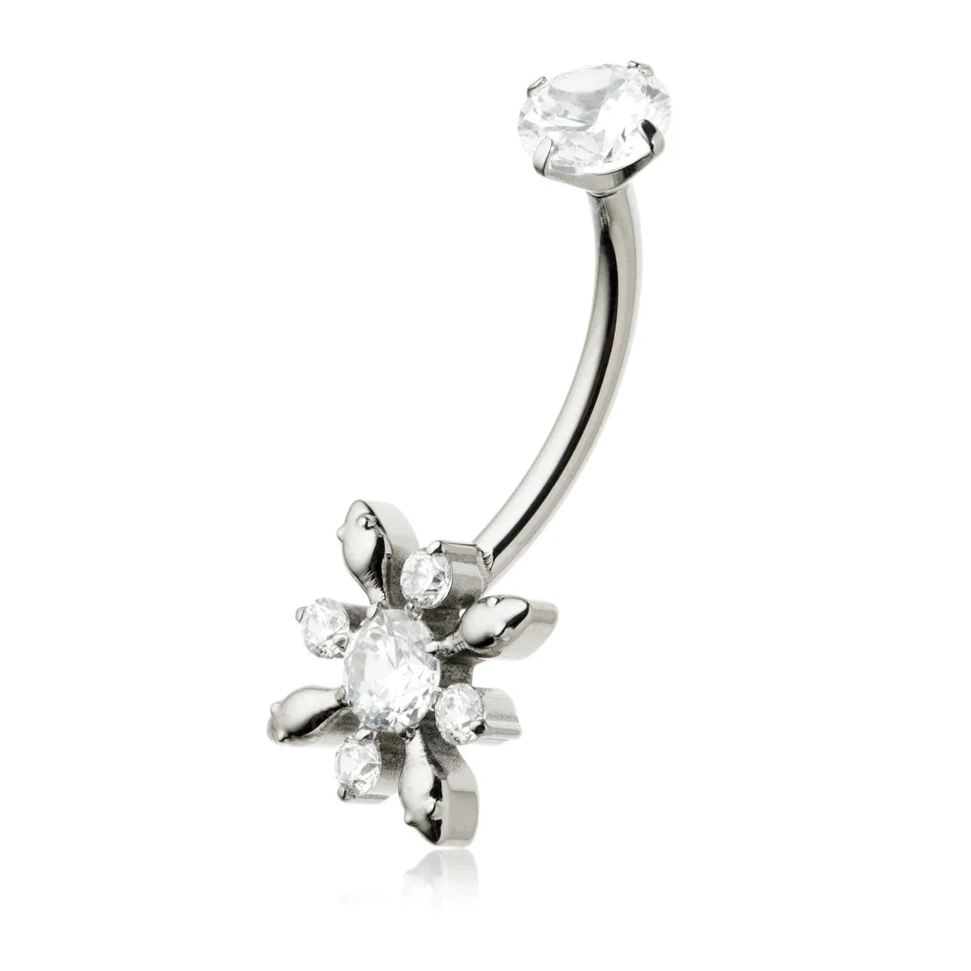Titanium Floral Navel Bar – 1.6mm