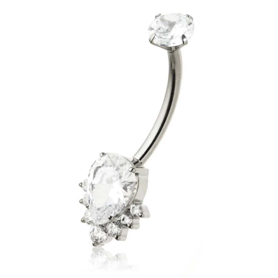 Titanium Teardrop Cluster Navel Bar – 1.6mm