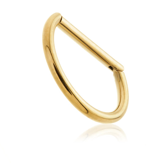 Gold Titanium Plain D-Shape Hinged Ring, 1.2mm
