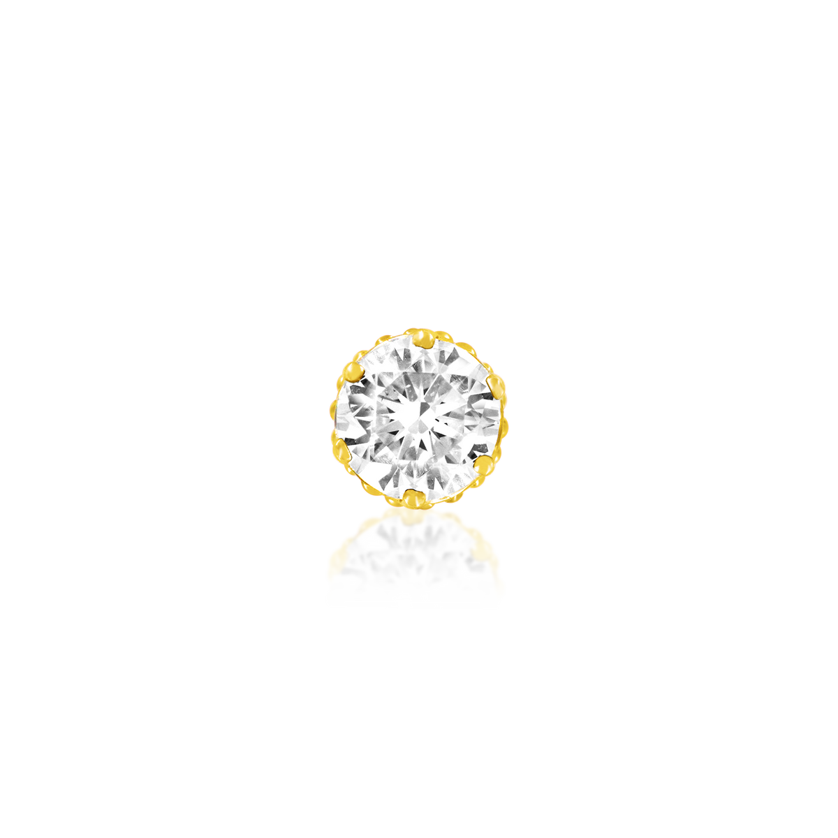14ct yellow gold threadless Crown-Set with CZ end, Loughborough Origins Body Art