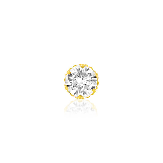 14ct yellow gold threadless Crown-Set with CZ end, Loughborough Origins Body Art