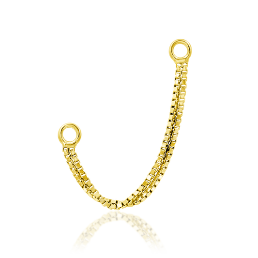 14ct yellow gold Gold Double Box Chain end, Loughborough Origins Body Art
