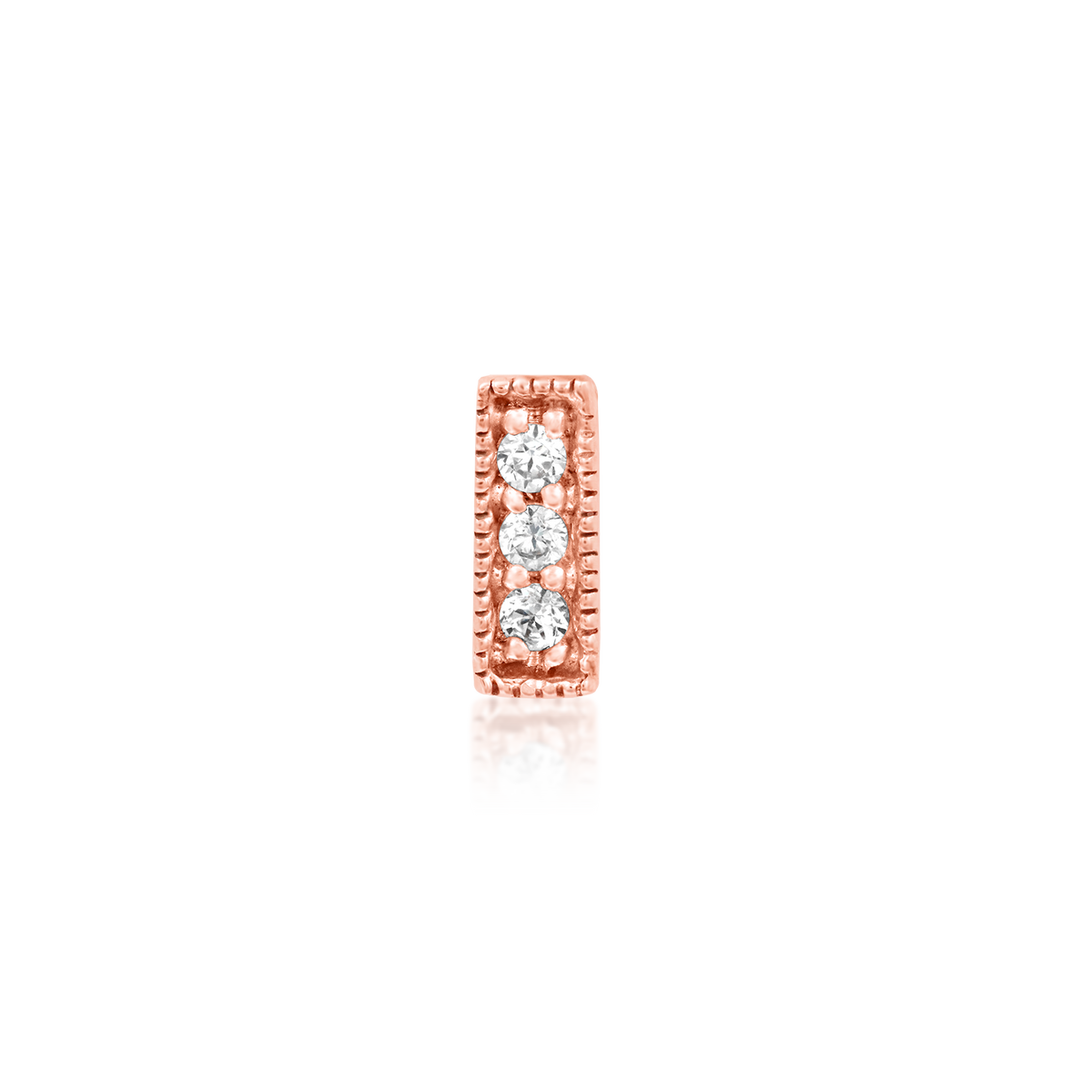 Gold Millgrain Bar With 3 CZ