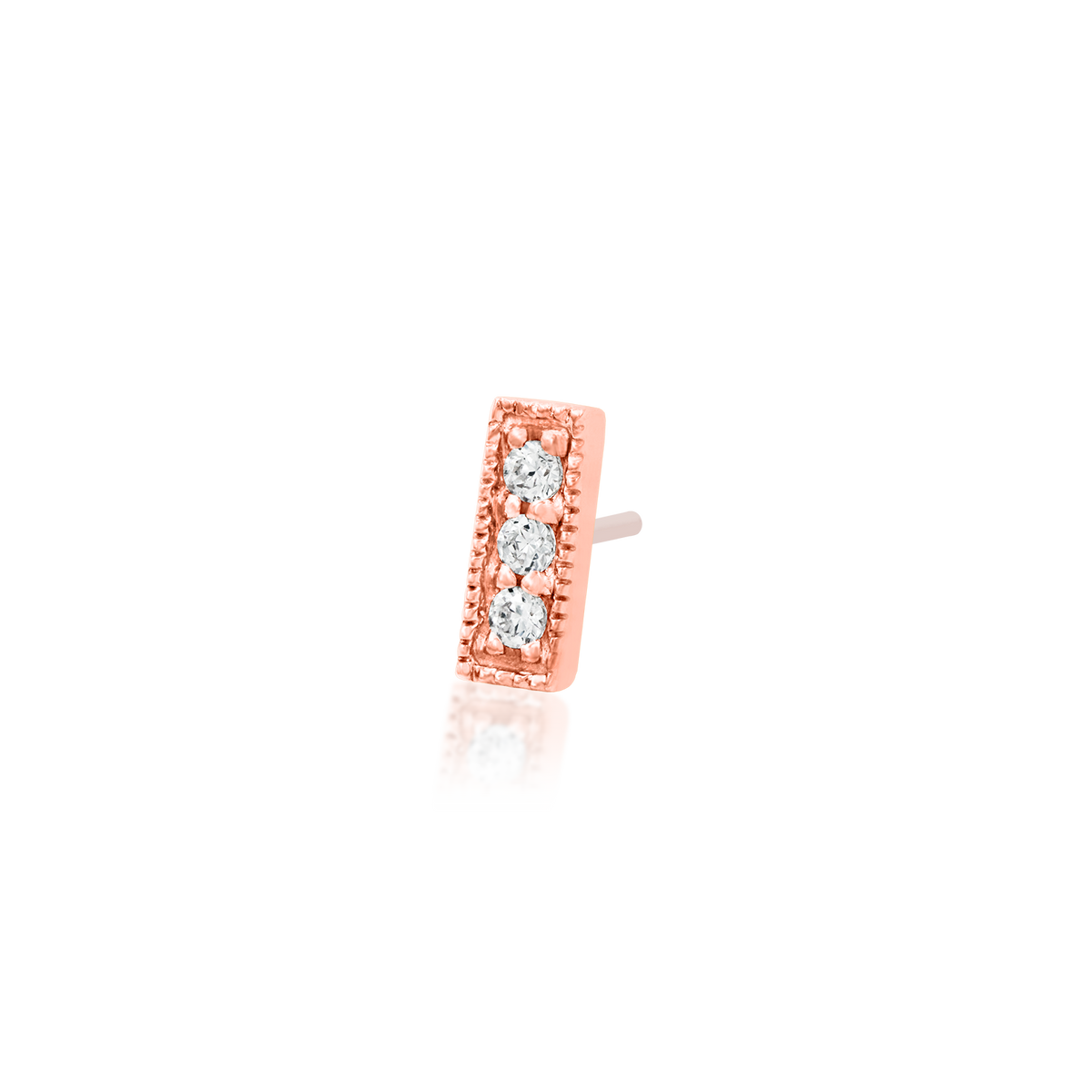 Gold Millgrain Bar With 3 CZ