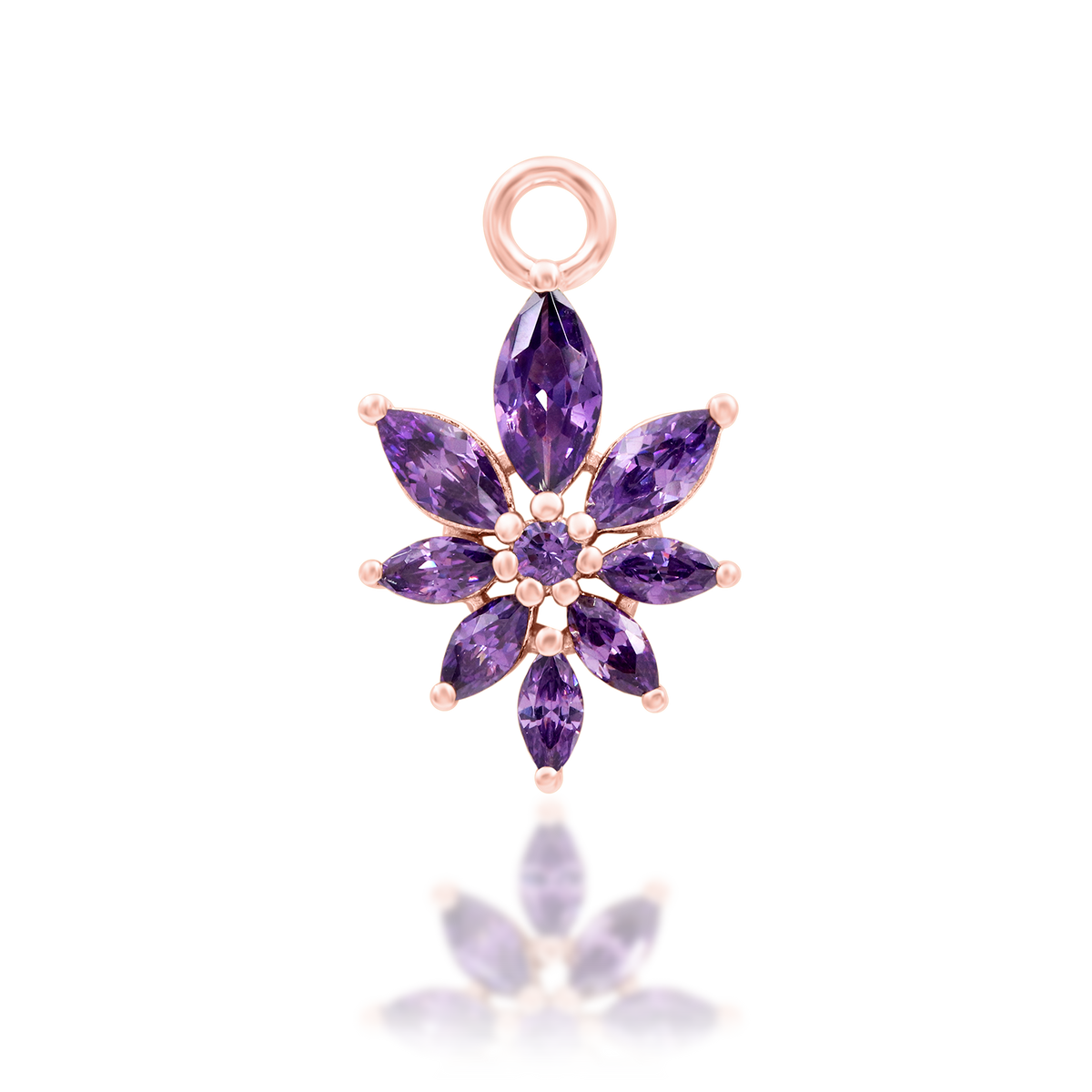 14ct rose gold threadless Bailey Amethyst end, Loughborough Origins Body Art