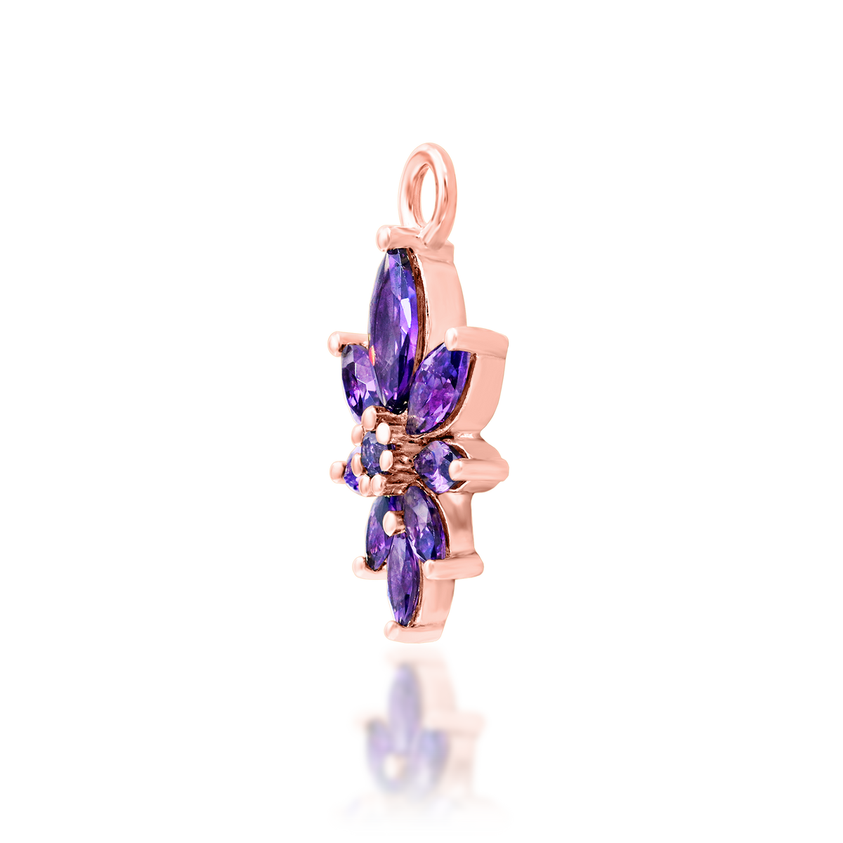 14ct rose gold threadless Bailey Amethyst end, Loughborough Origins Body Art