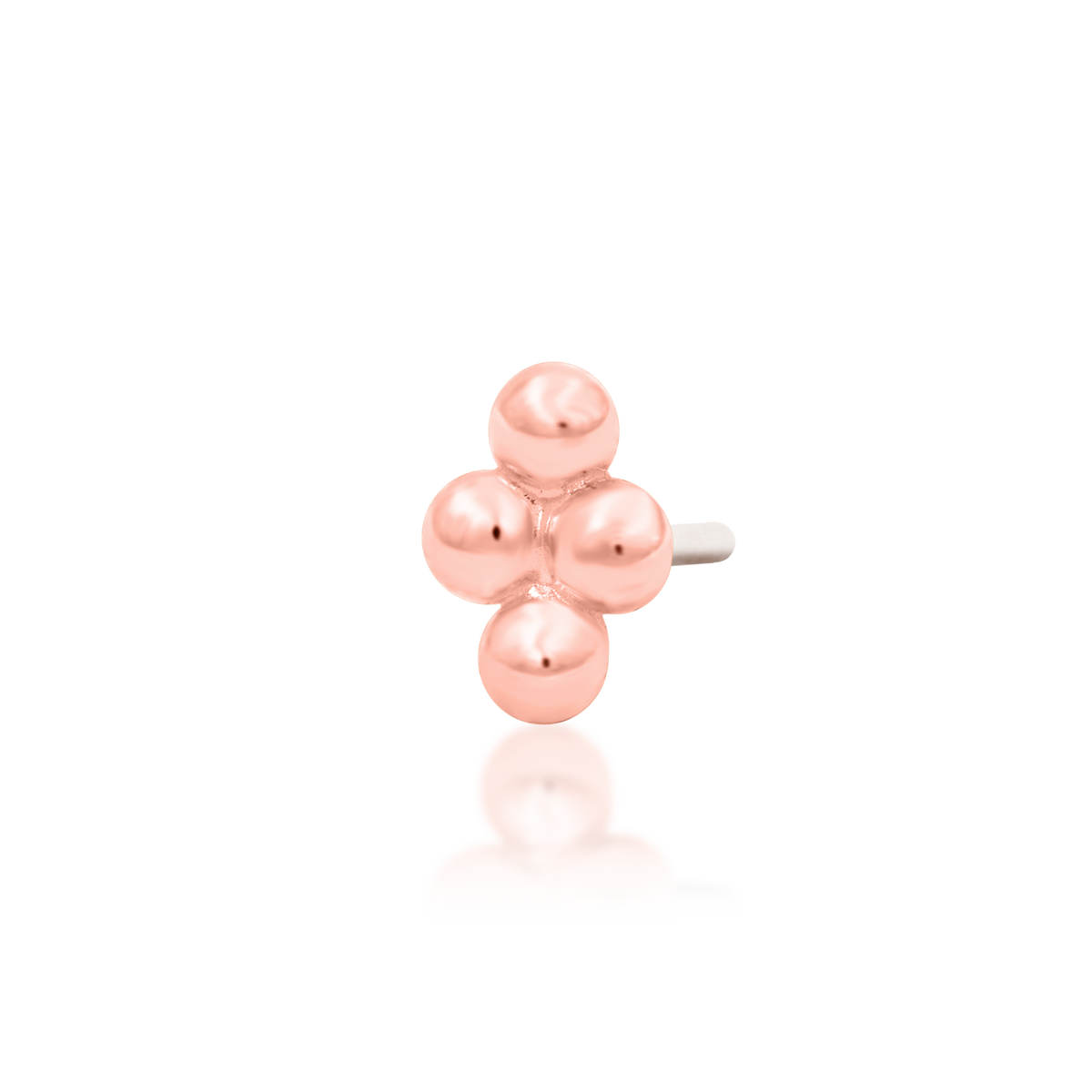 14ct rose gold threadless Quad Beaded Diamond end, Loughborough Origins Body Art