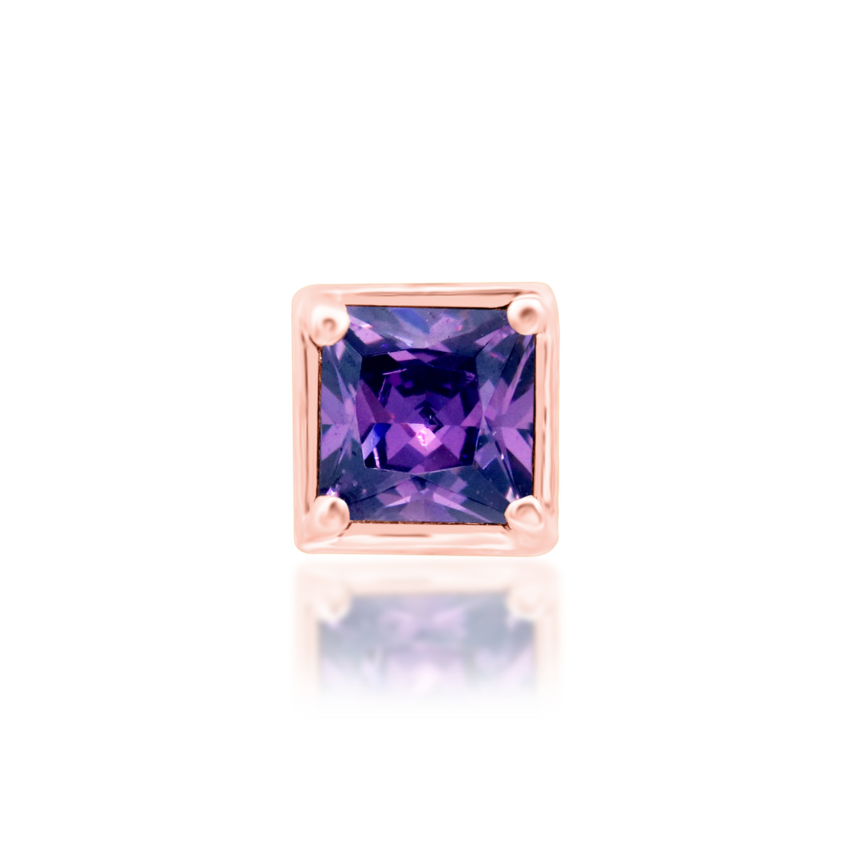 14ct rose gold threadless Corcran Amethyst end, Loughborough Origins Body Art