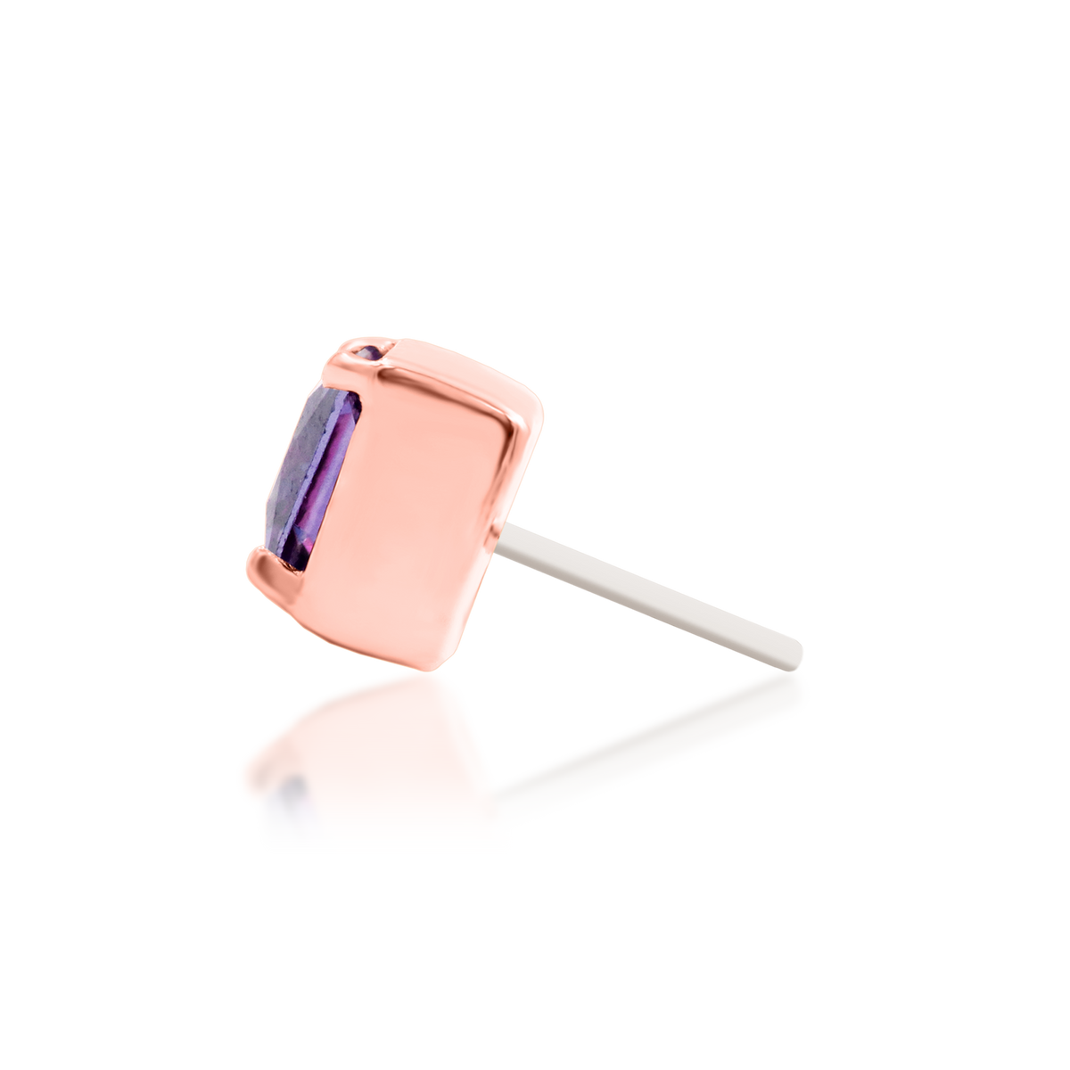 14ct rose gold threadless Corcran Amethyst end, Loughborough Origins Body Art