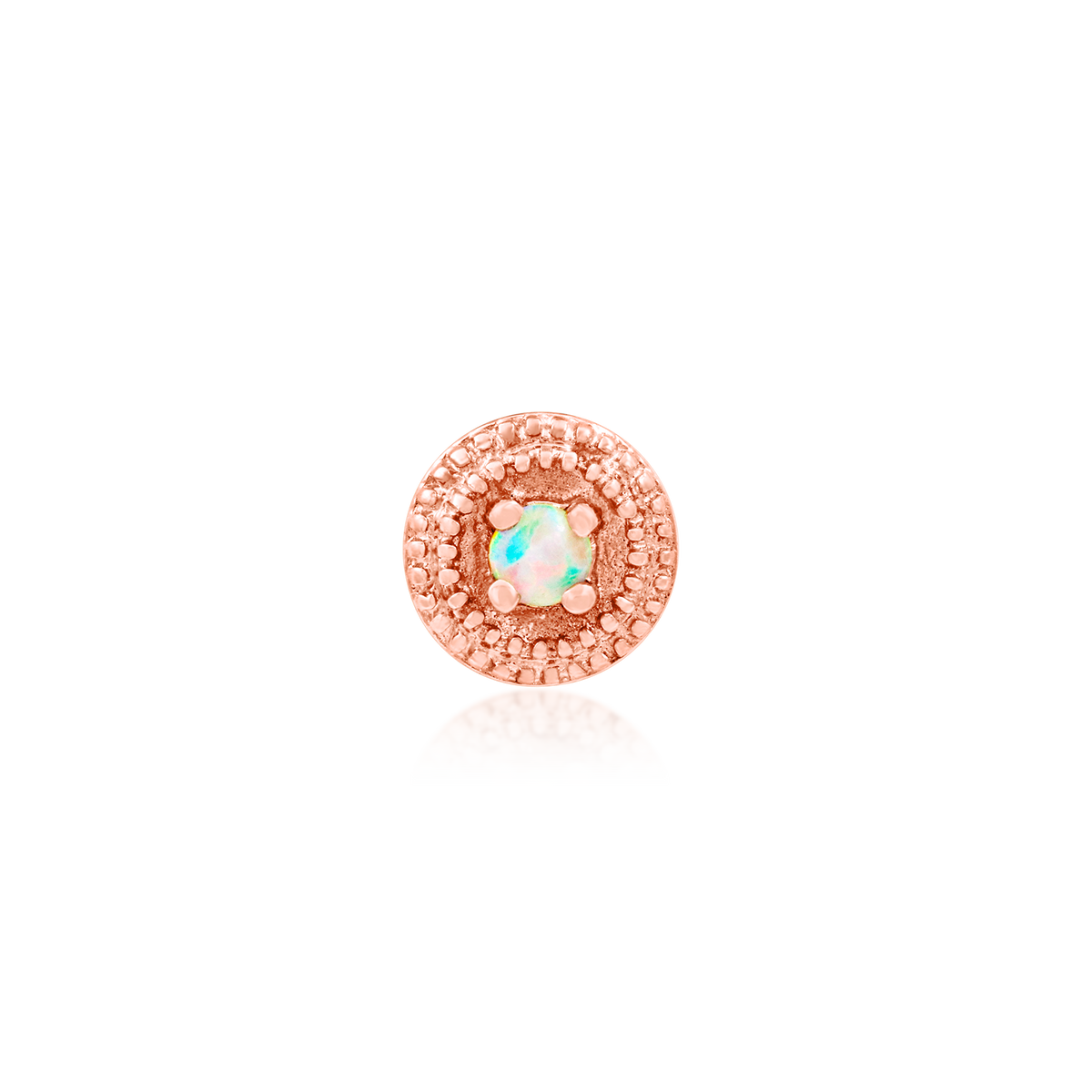Gold Opal Round Double Milgrain