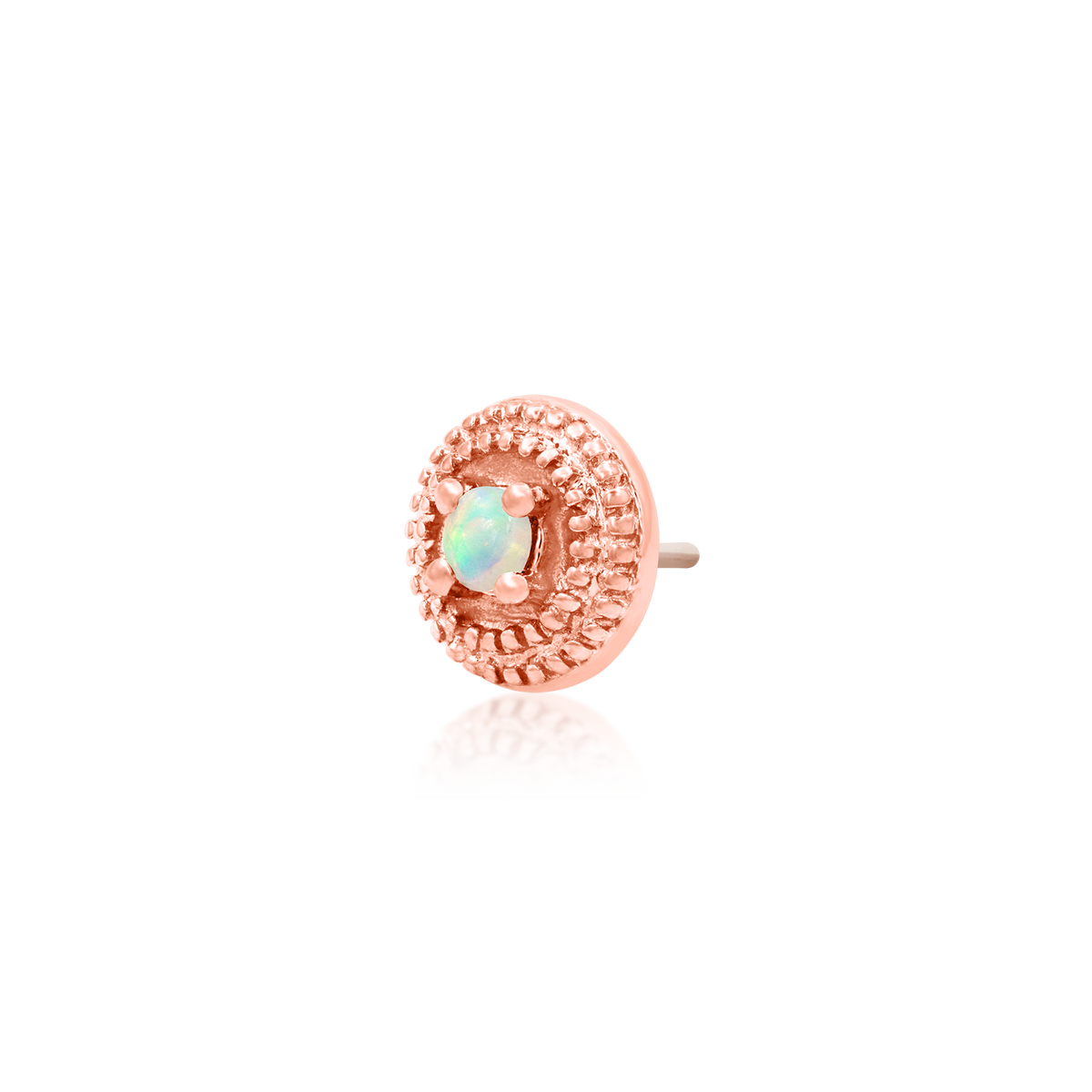 Gold Opal Round Double Milgrain