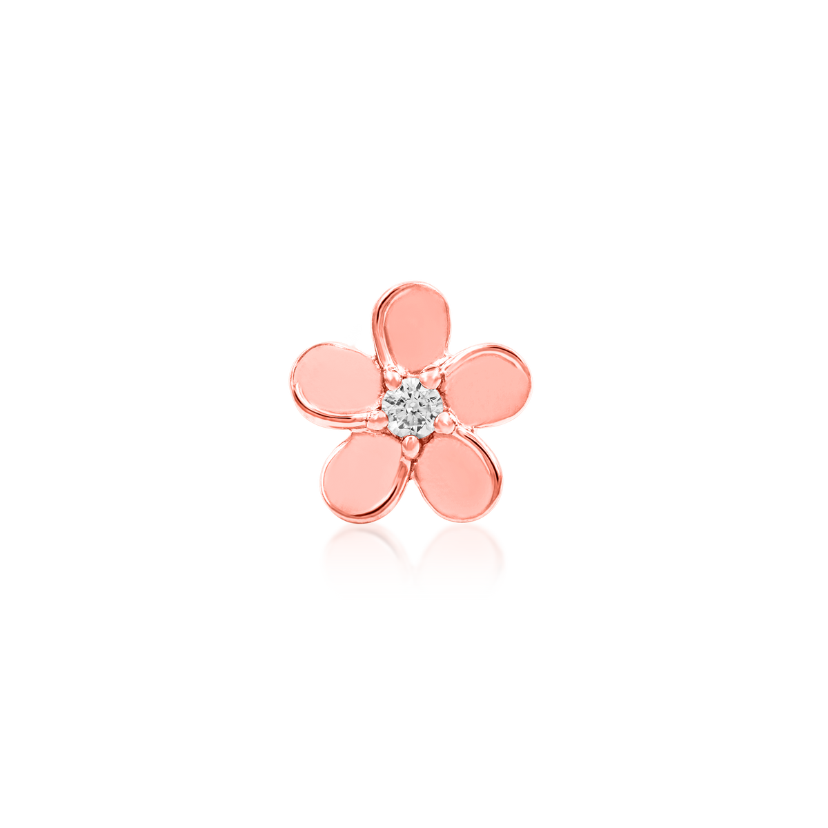 14ct rose gold threadless Gold CZ Flower end, Loughborough Origins Body Art