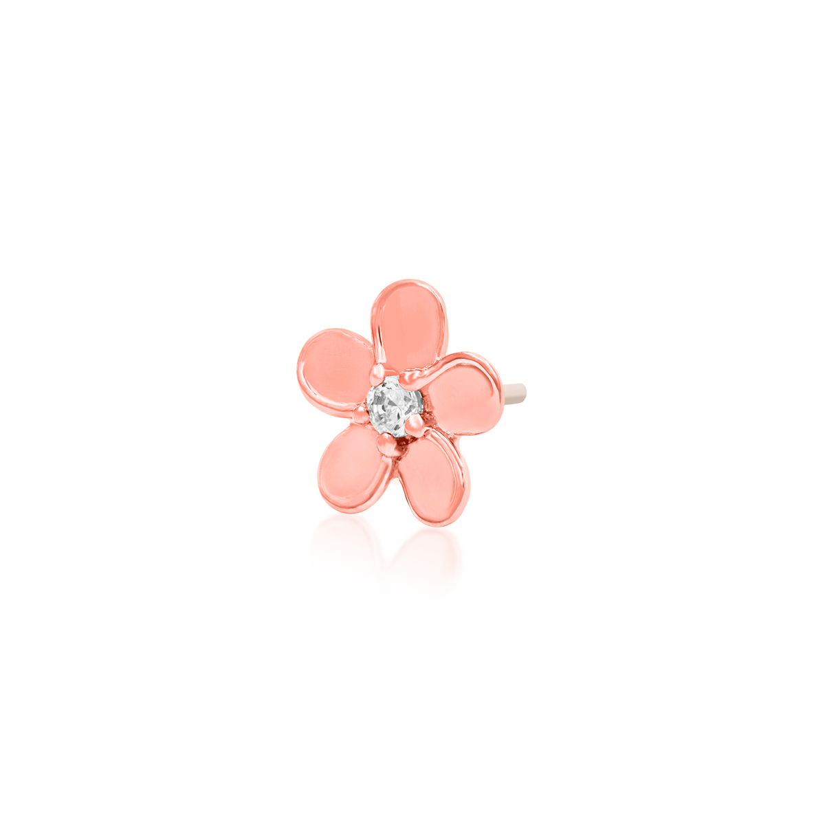 14ct rose gold threadless Gold CZ Flower end, Loughborough Origins Body Art