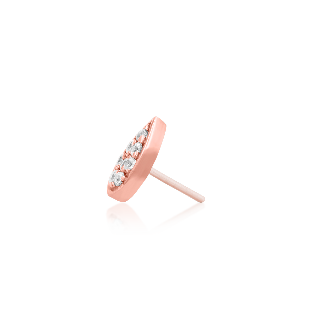 14ct rose gold threadless Gold Pear with CZ Stones end, Loughborough Origins Body Art