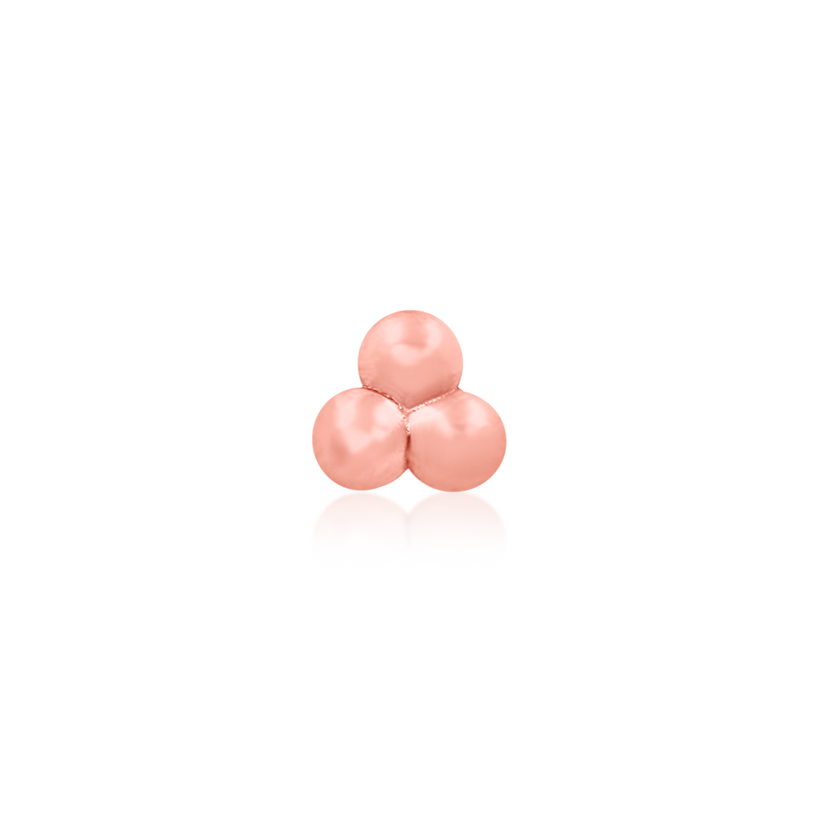 14ct rose gold threadless Gold Tri-bead end, Loughborough Origins Body Art