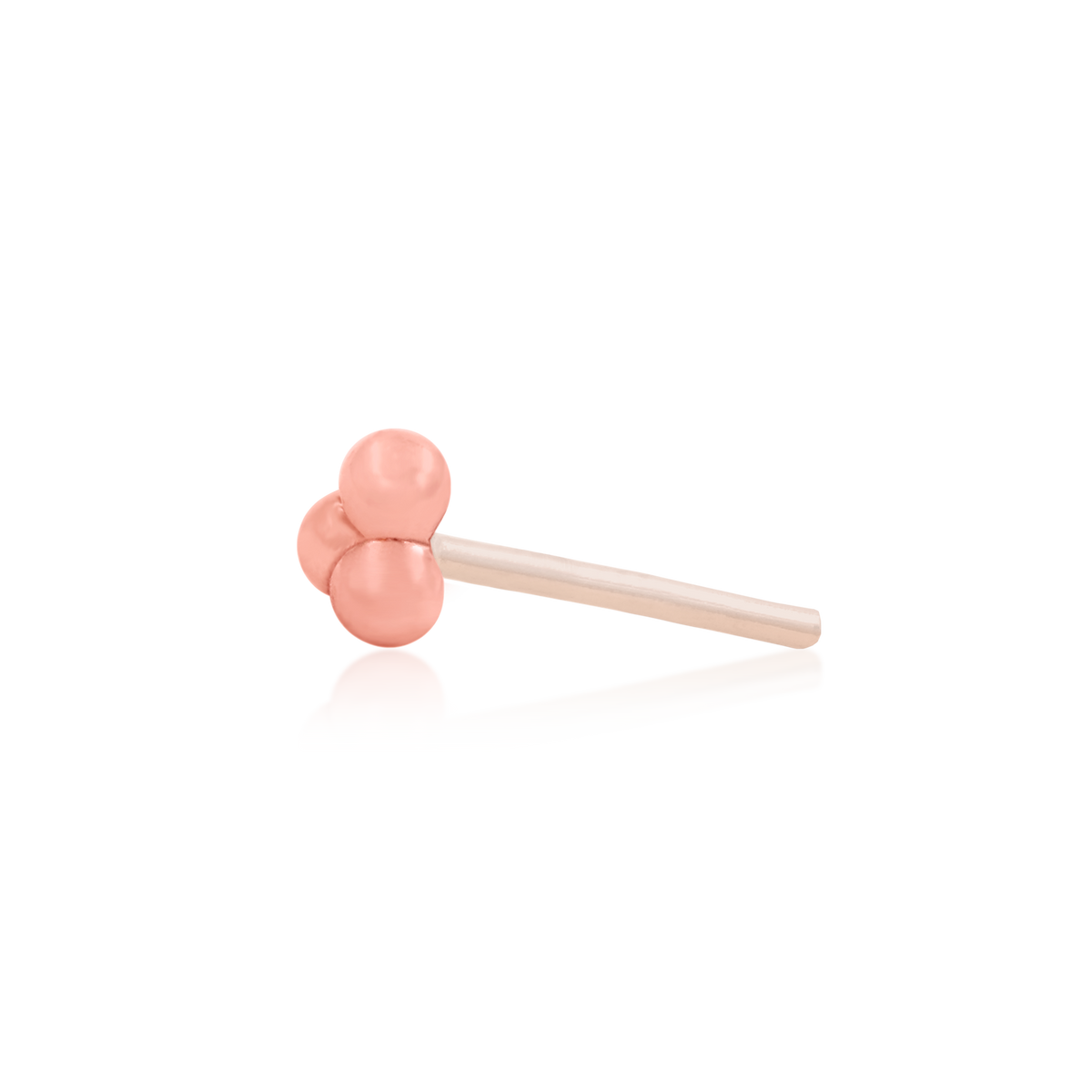 14ct rose gold threadless Gold Tri-bead end, Loughborough Origins Body Art