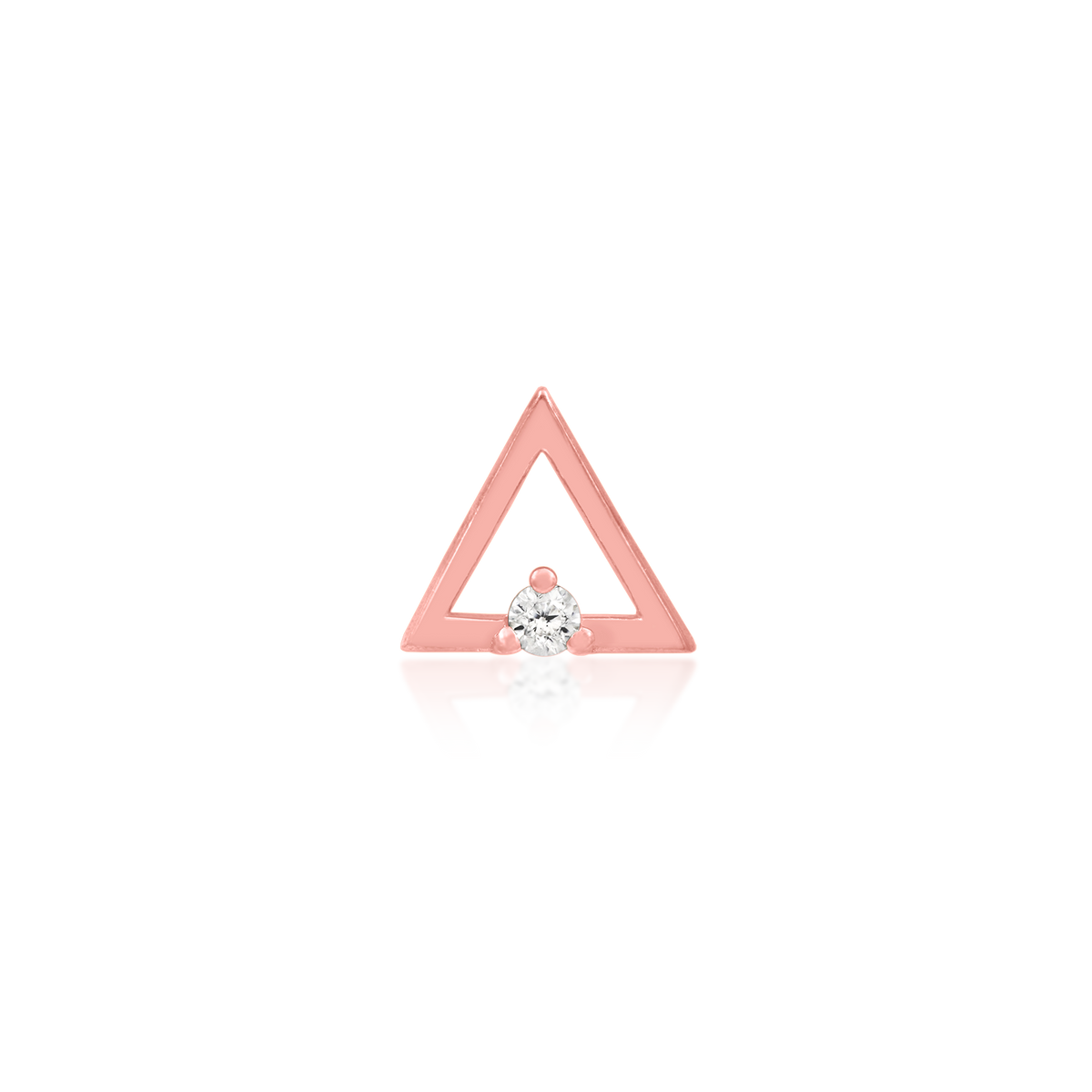 14ct rose gold threadless Gold Triangle with CZ stone end, Loughborough Origins Body Art