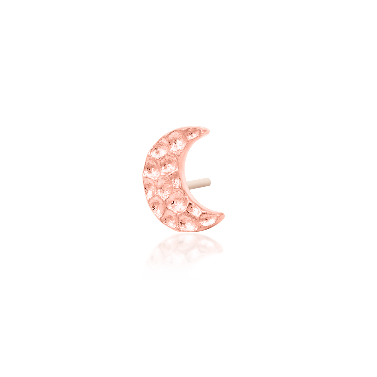 14ct rose gold threadless Golden Hammered Moon end, Loughborough Origins Body Art