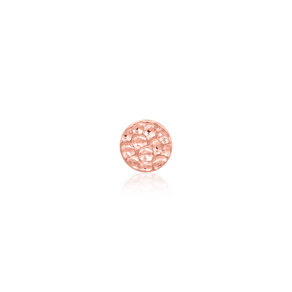 14ct rose gold threadless Gold Hammered Disk end, Loughborough Origins Body Art