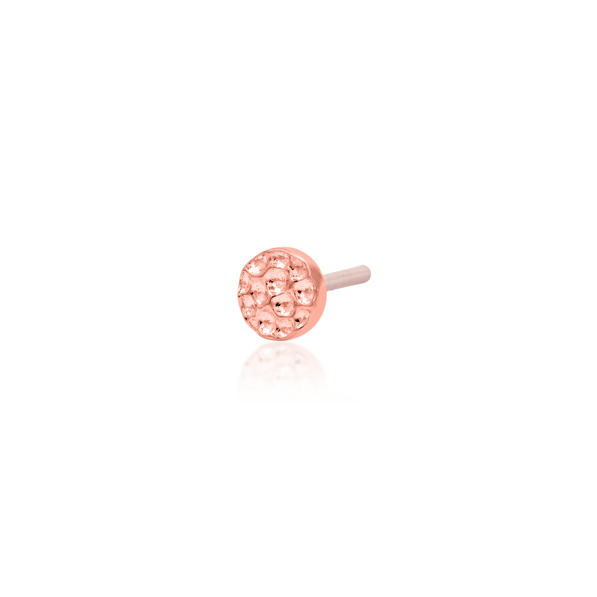 14ct rose gold threadless Gold Hammered Disk end, Loughborough Origins Body Art