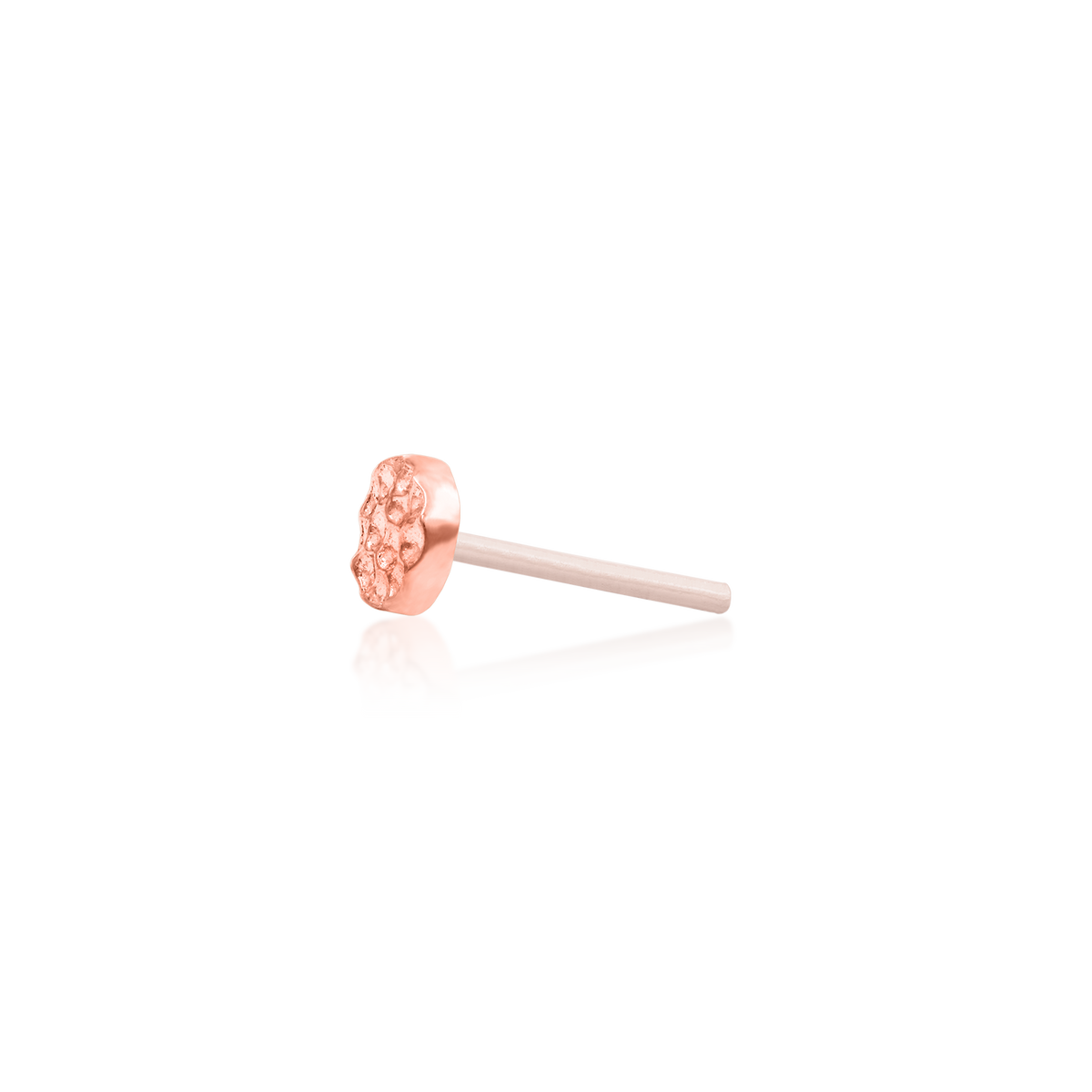 14ct rose gold threadless Gold Hammered Disk end, Loughborough Origins Body Art
