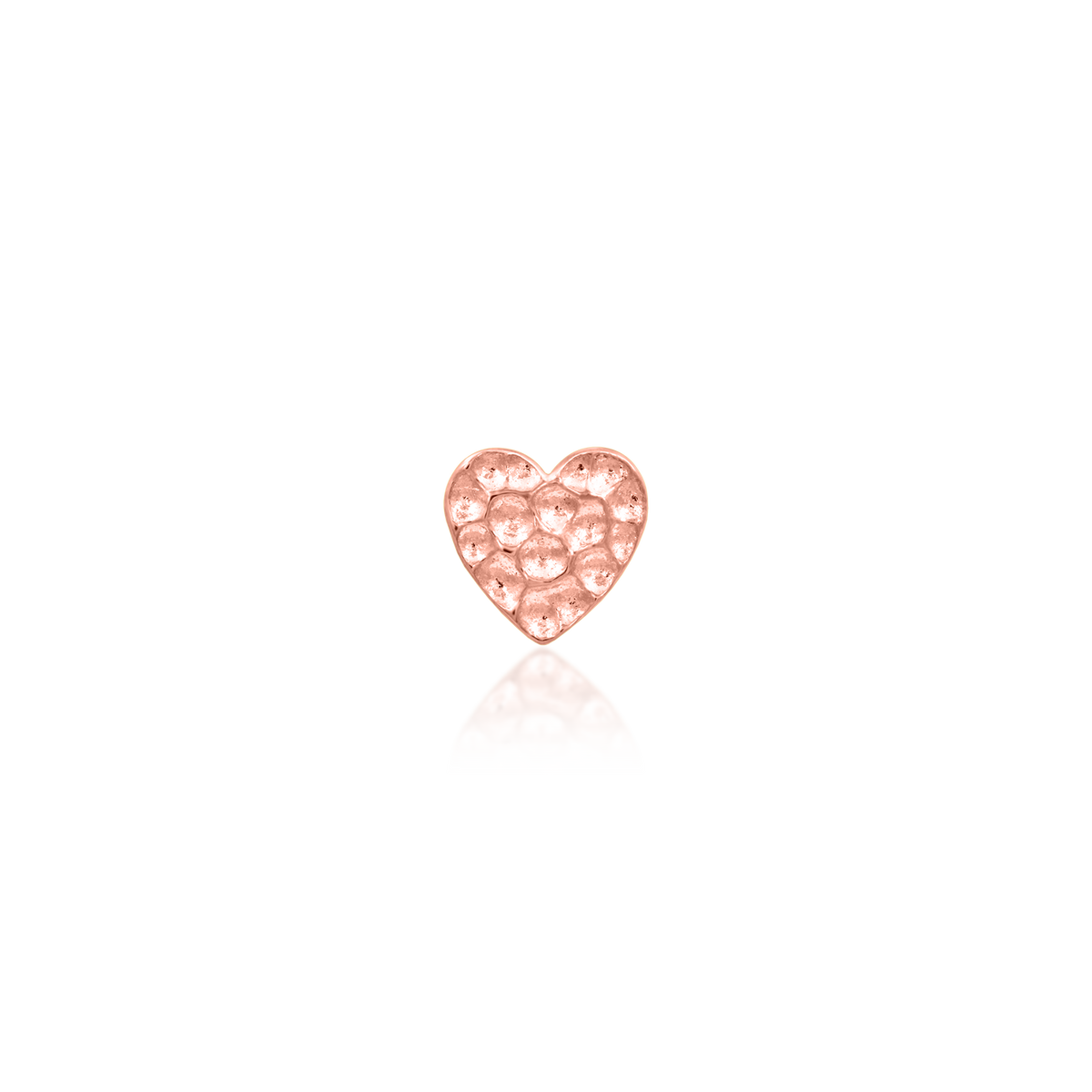 14ct rose gold threadless Gold Hammered Heart end, Loughborough Origins Body Art