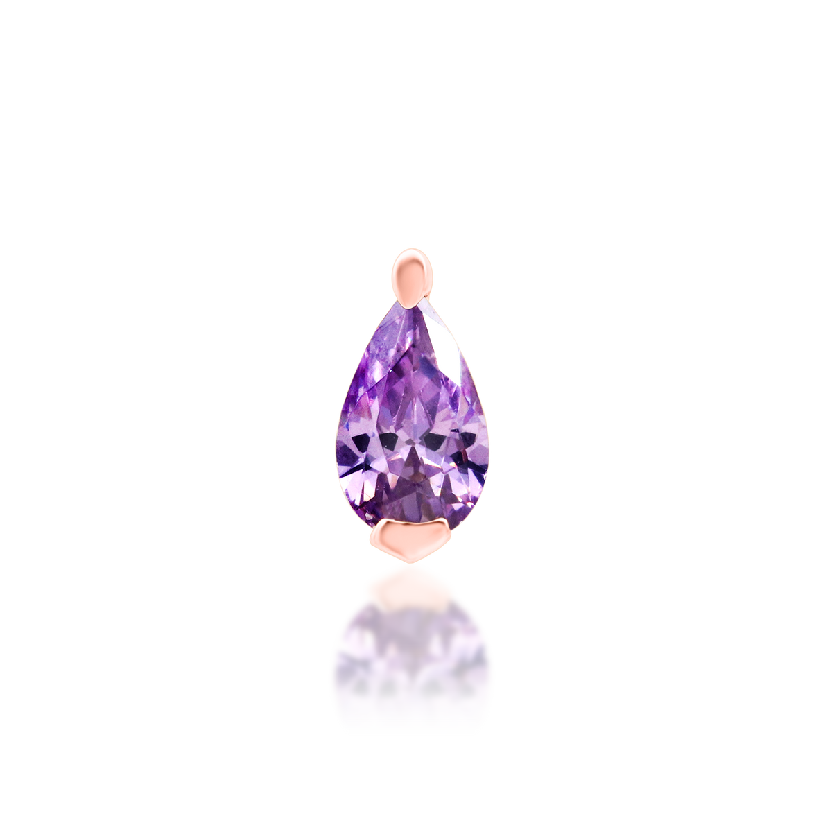 Rose gold threadless Hyacinth Amethyst end, Loughborough Origins Body Art