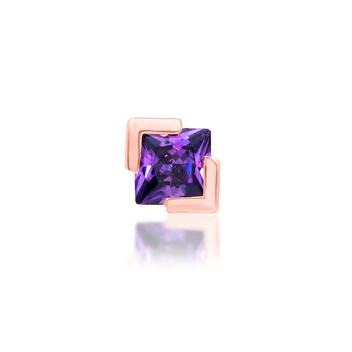 14ct rose gold threadless Jolan Amethyst end, Loughborough Origins Body Art