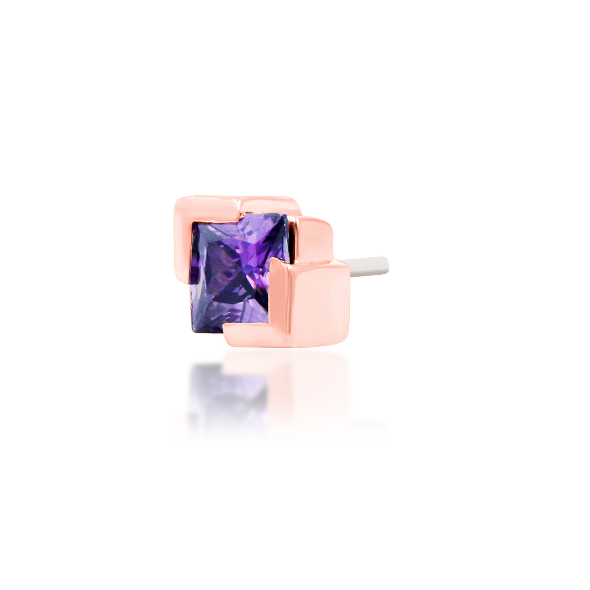 14ct rose gold threadless Jolan Amethyst end, Loughborough Origins Body Art