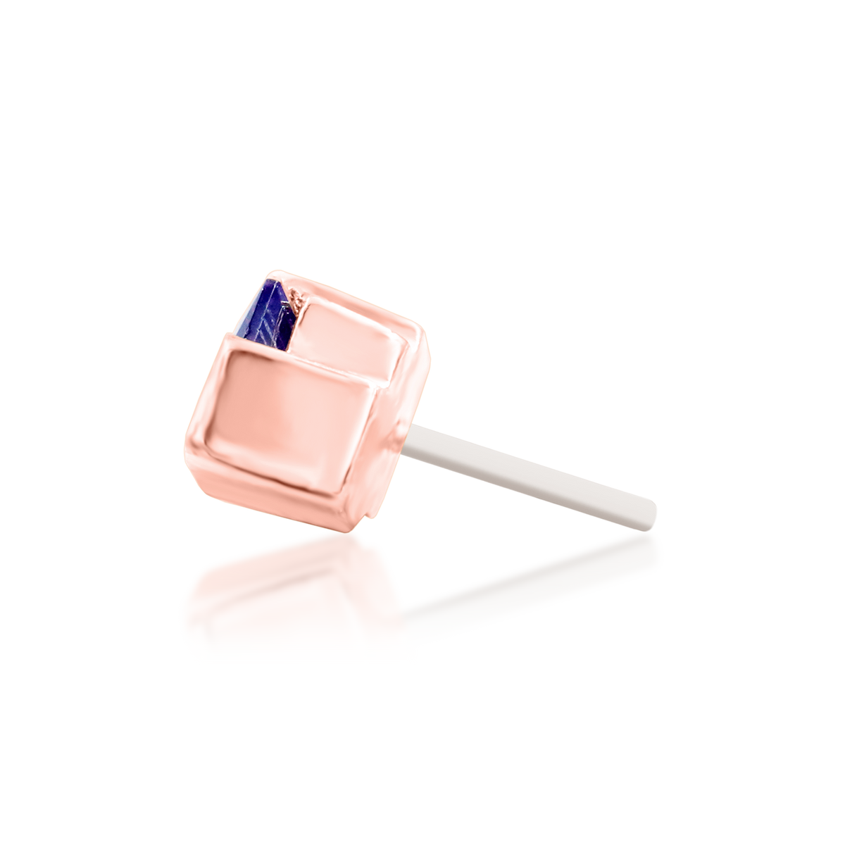 14ct rose gold threadless Jolan Amethyst end, Loughborough Origins Body Art
