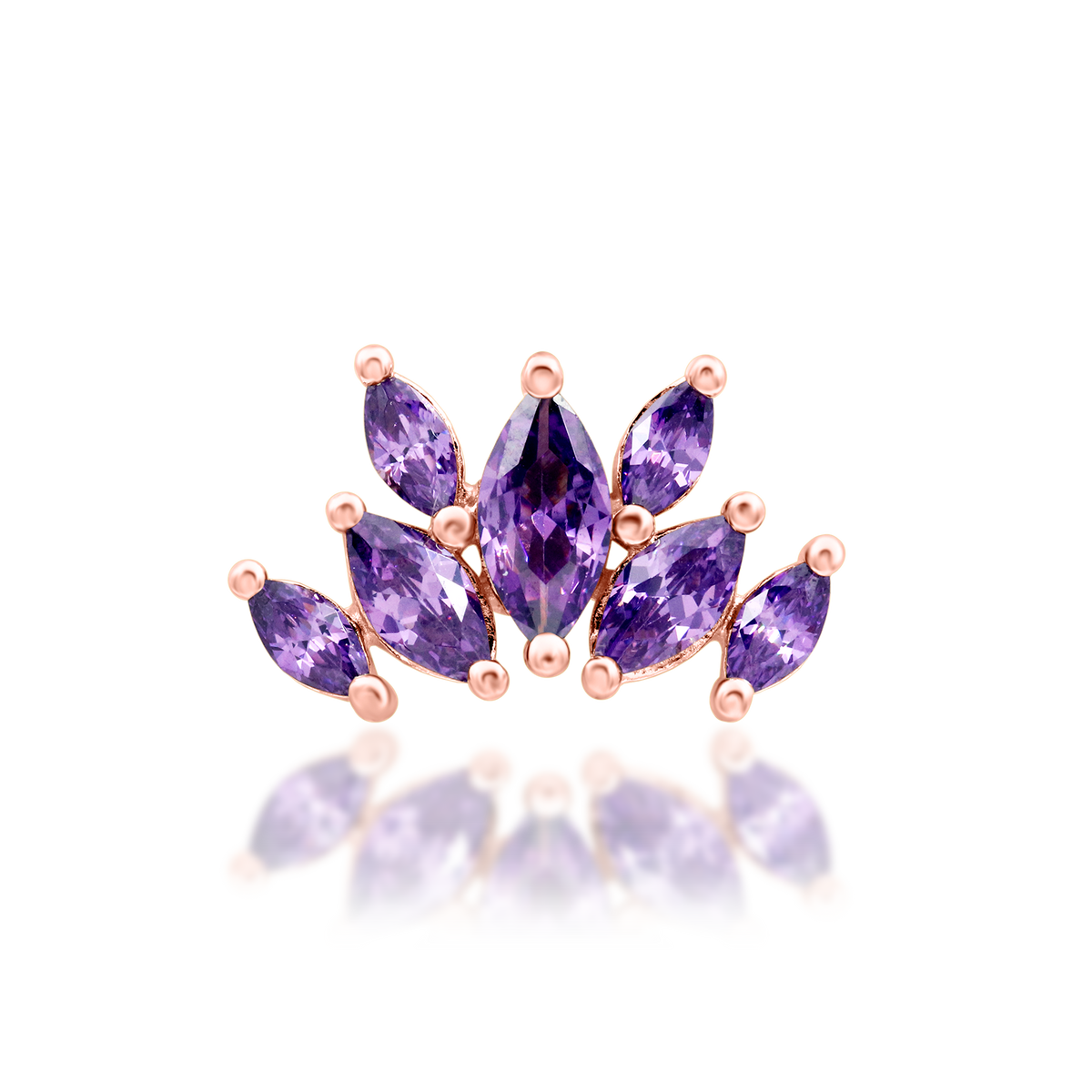 14ct rose gold threadless Kehlani Amethyst end, Loughborough Origins Body Art