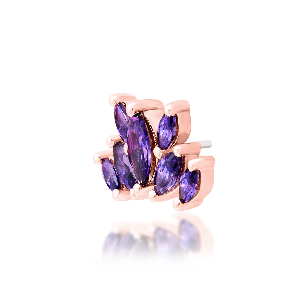 14ct rose gold threadless Kehlani Amethyst end, Loughborough Origins Body Art