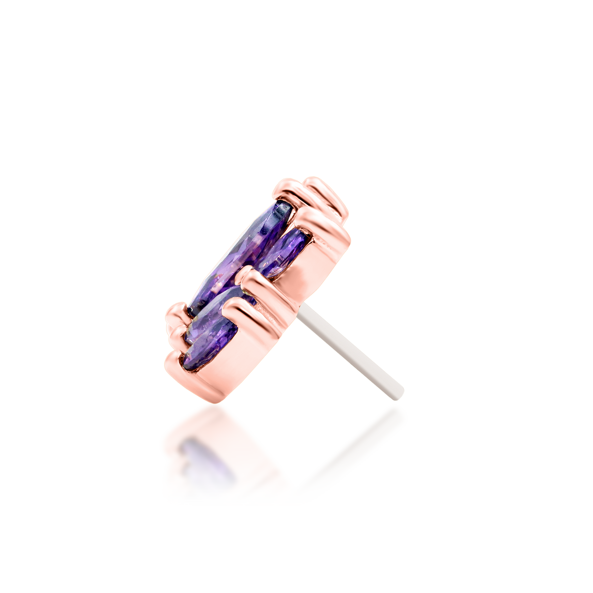 14ct rose gold threadless Kehlani Amethyst end, Loughborough Origins Body Art