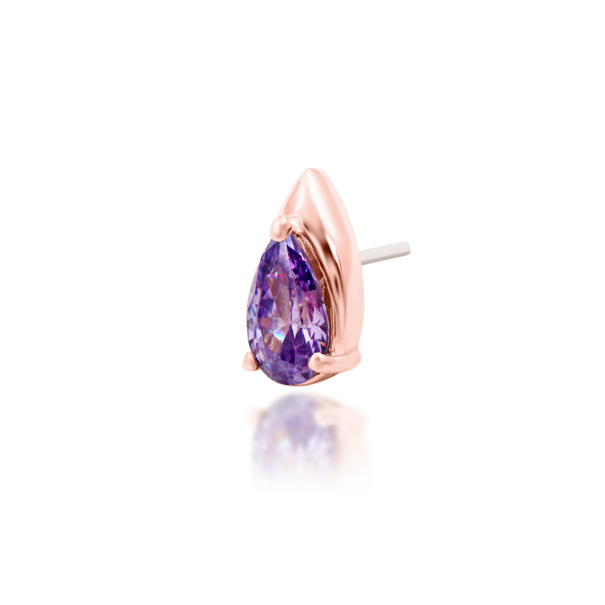 14ct rose gold threadless Kya Amethyst end, Loughborough Origins Body Art