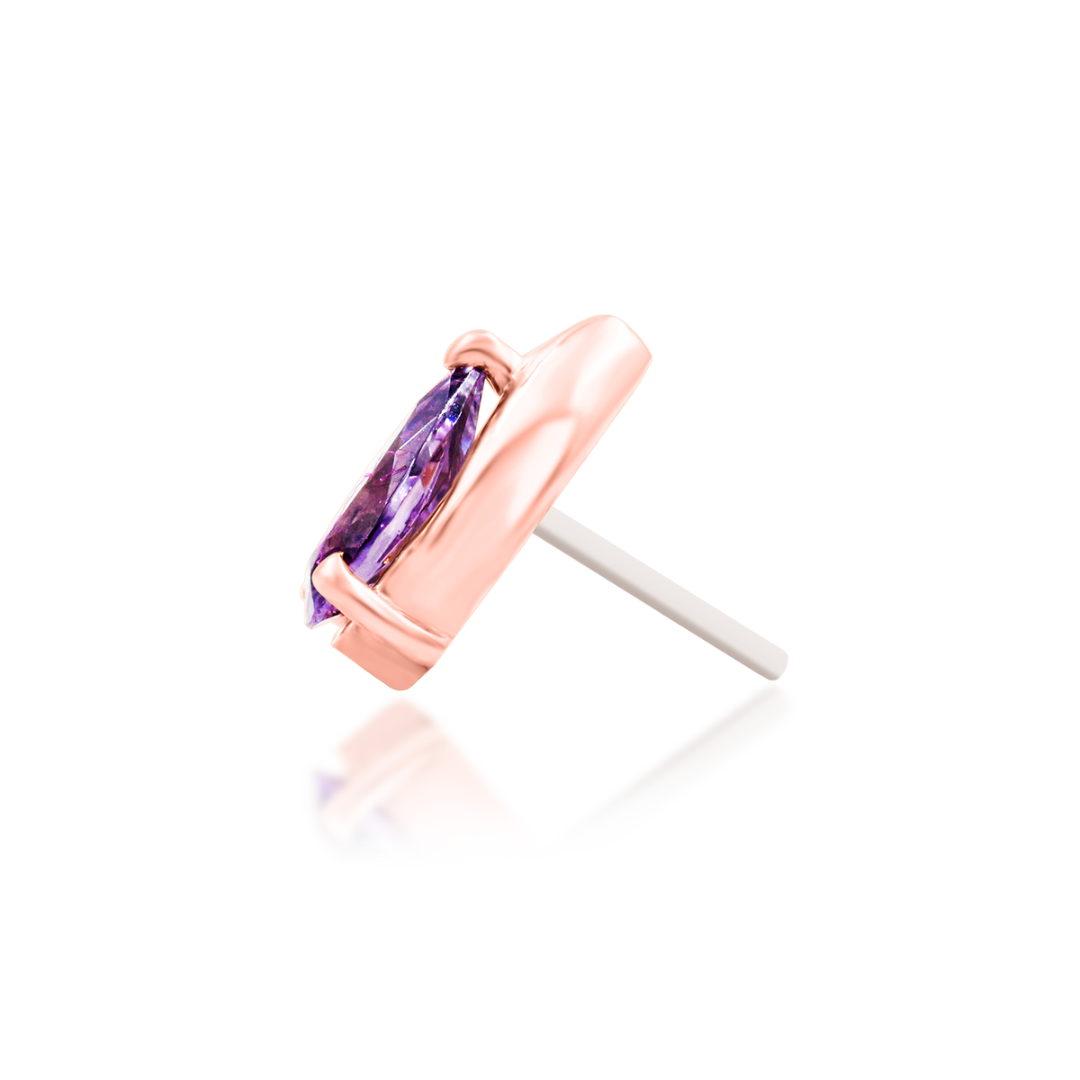 14ct rose gold threadless Kya Amethyst end, Loughborough Origins Body Art