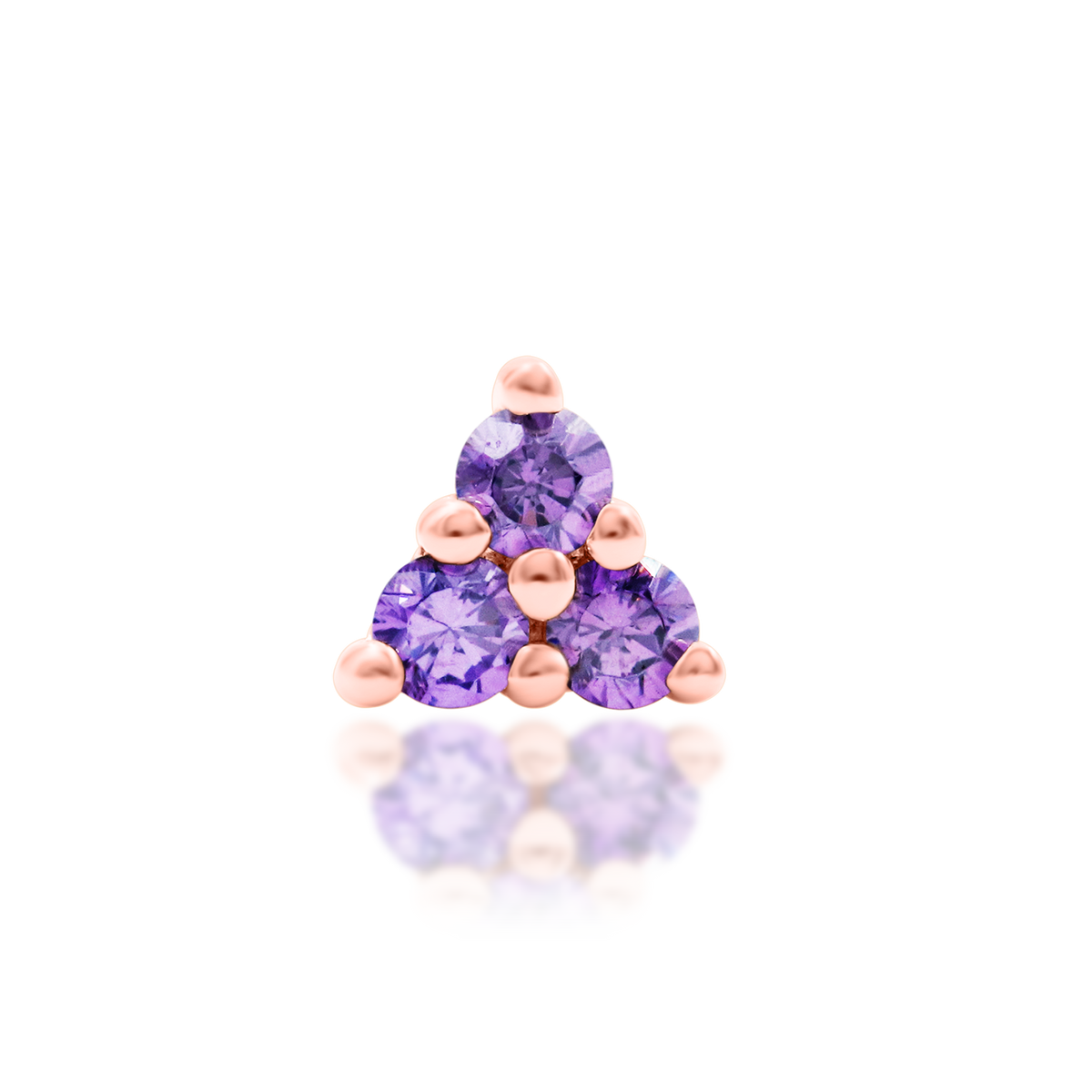 14ct rose gold threadless Lanthia Amethyst end, Loughborough Origins Body Art