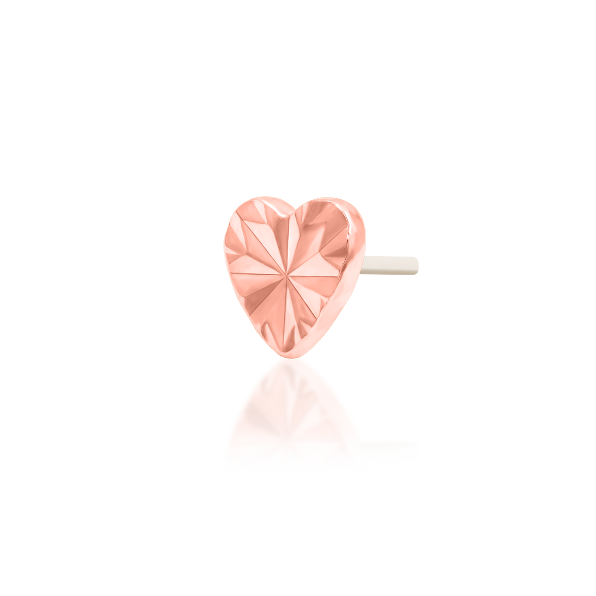 14ct rose gold threadless Laser Heart end, Loughborough Origins Body Art