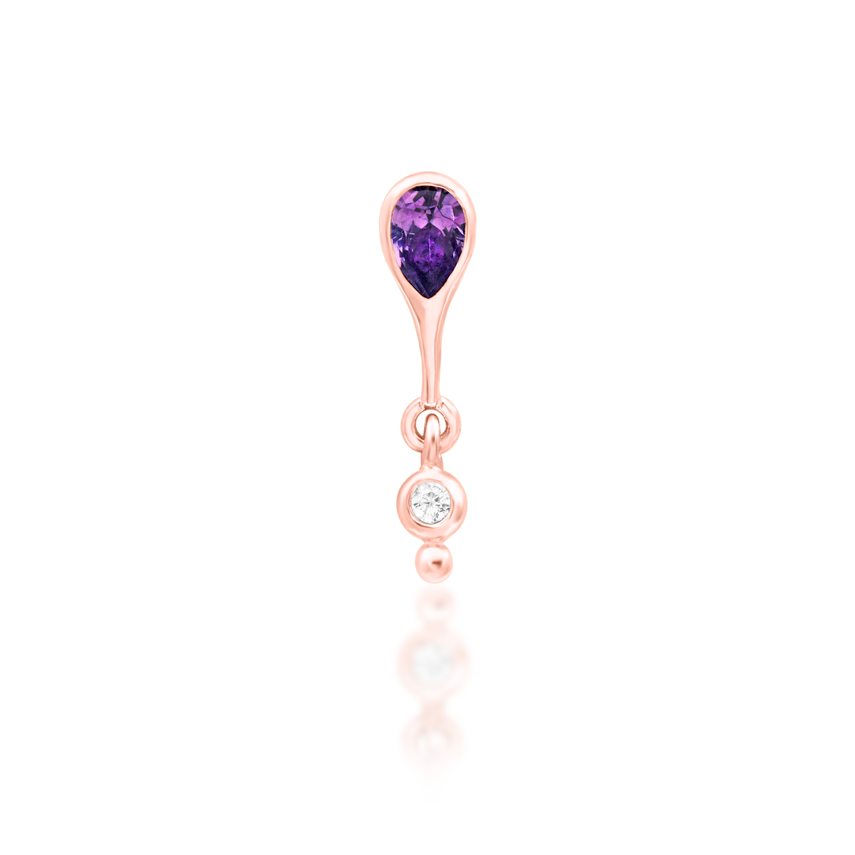 14ct rose gold threadless Leilani Amethyst end, Loughborough Origins Body Art