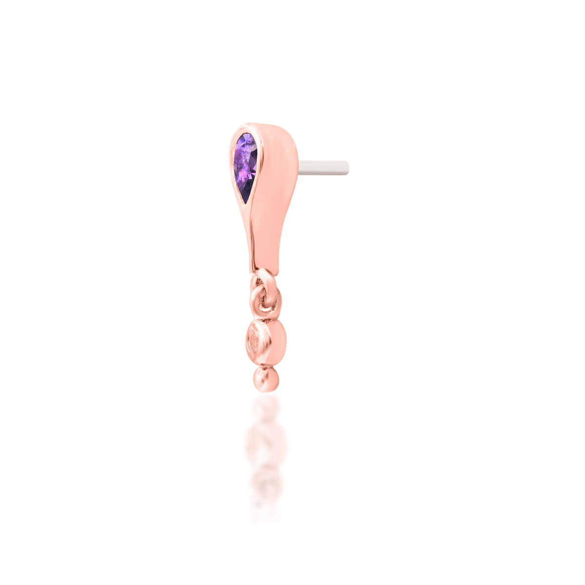 14ct rose gold threadless Leilani Amethyst end, Loughborough Origins Body Art