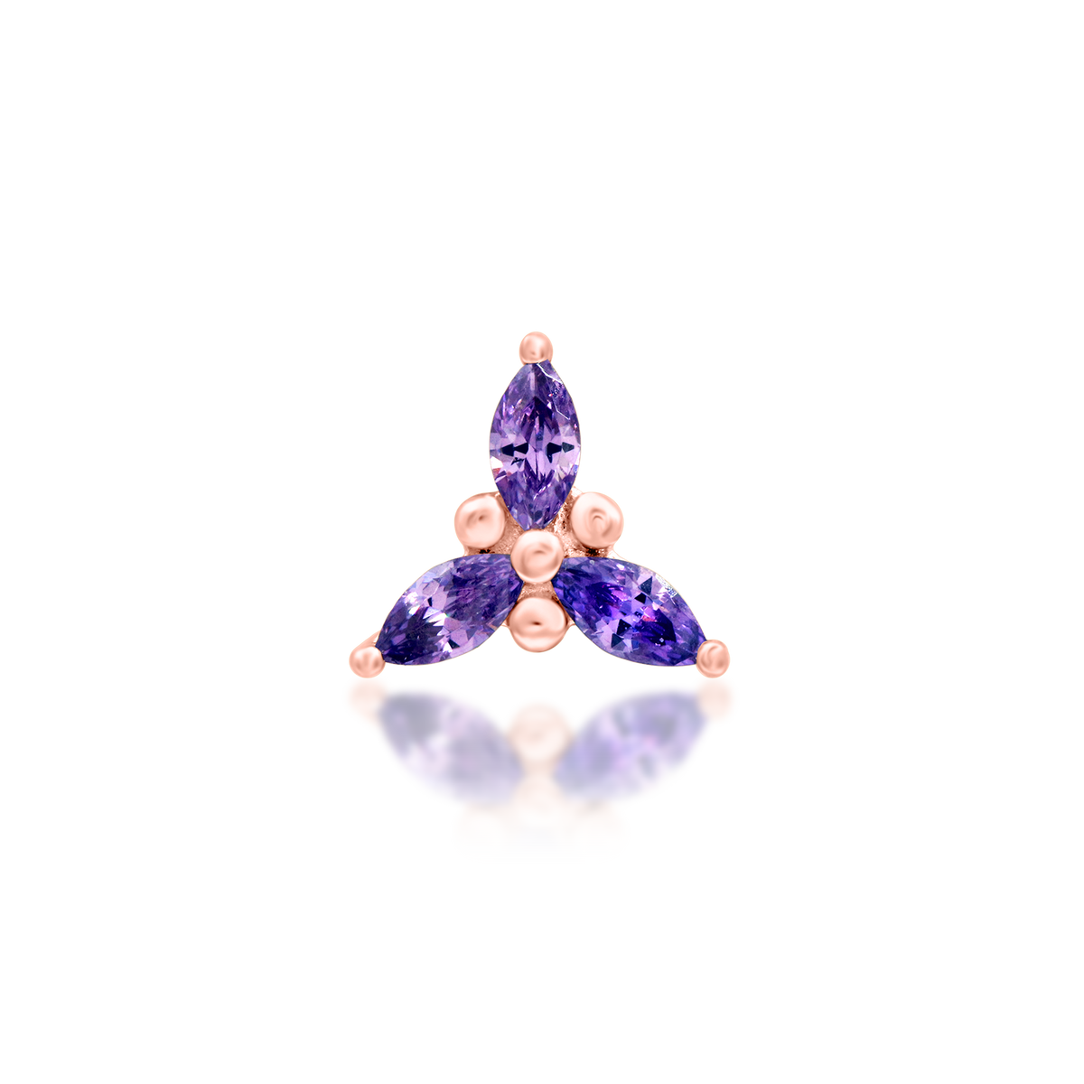 14ct rose gold threadless Mabel Amethyst end, Loughborough Origins Body Art