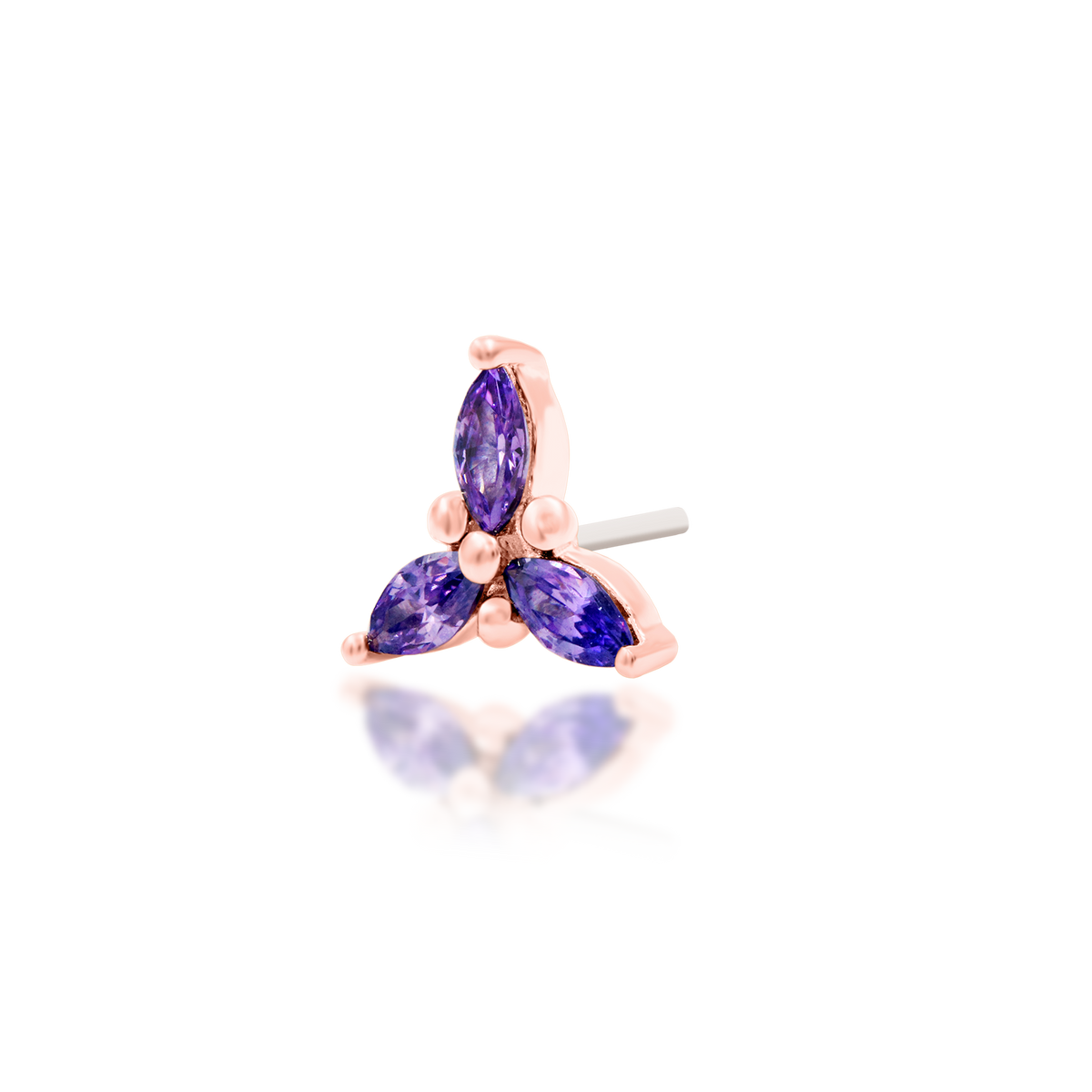 14ct rose gold threadless Mabel Amethyst end, Loughborough Origins Body Art