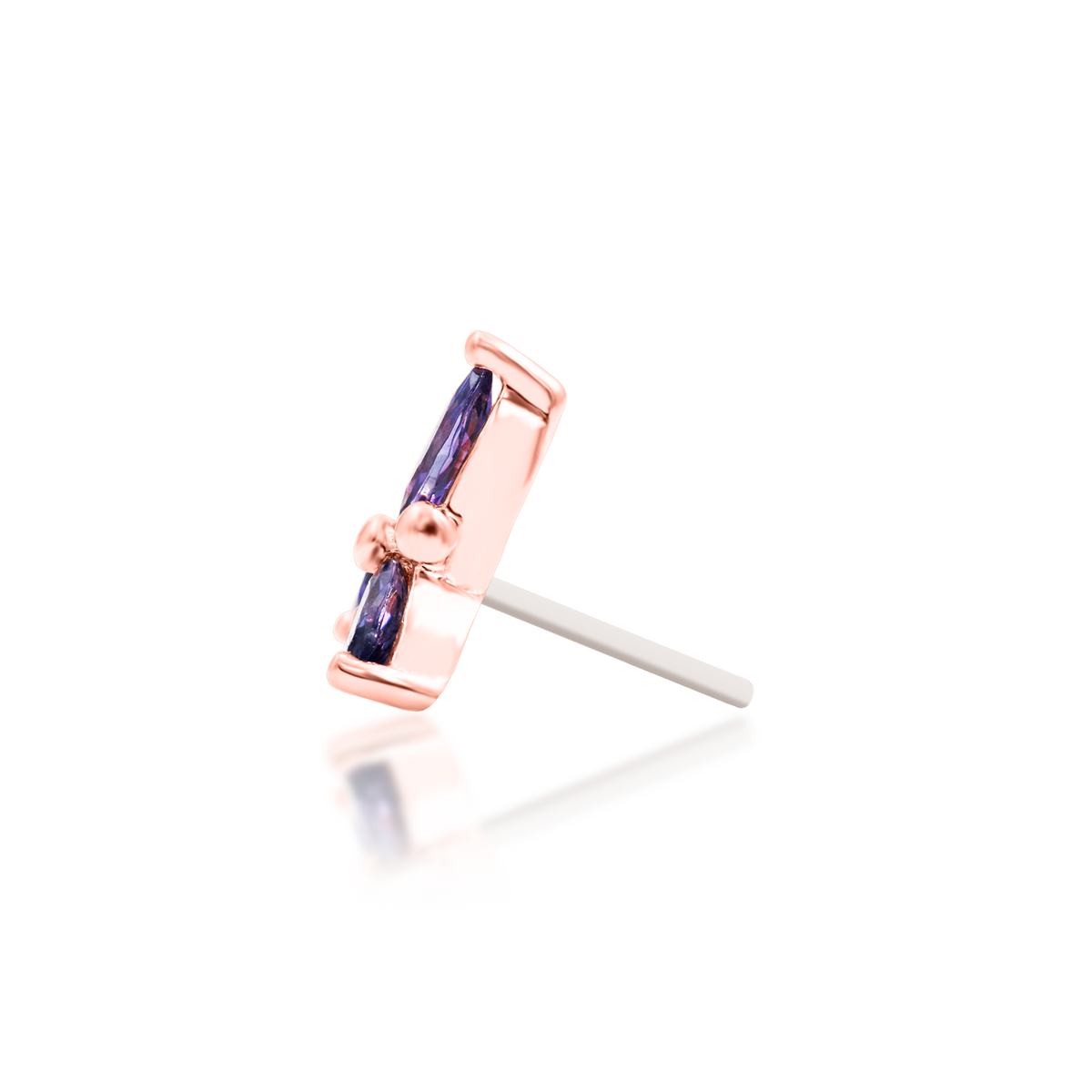 14ct rose gold threadless Mabel Amethyst end, Loughborough Origins Body Art