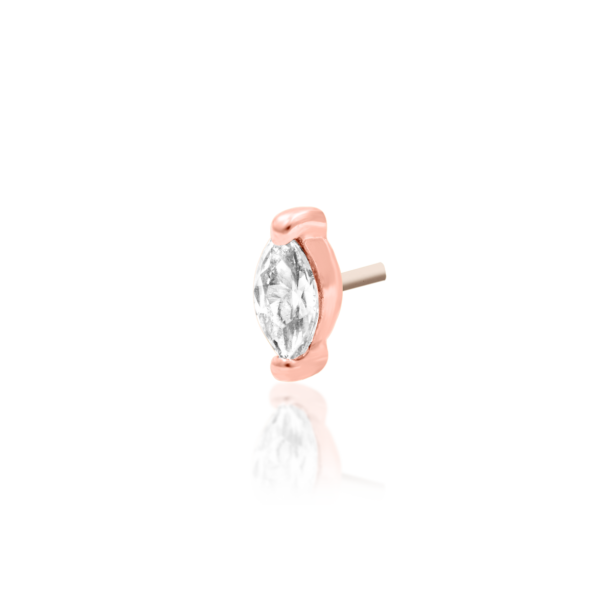 14ct rose gold threadless Gold Marquise end, Loughborough Origins Body Art