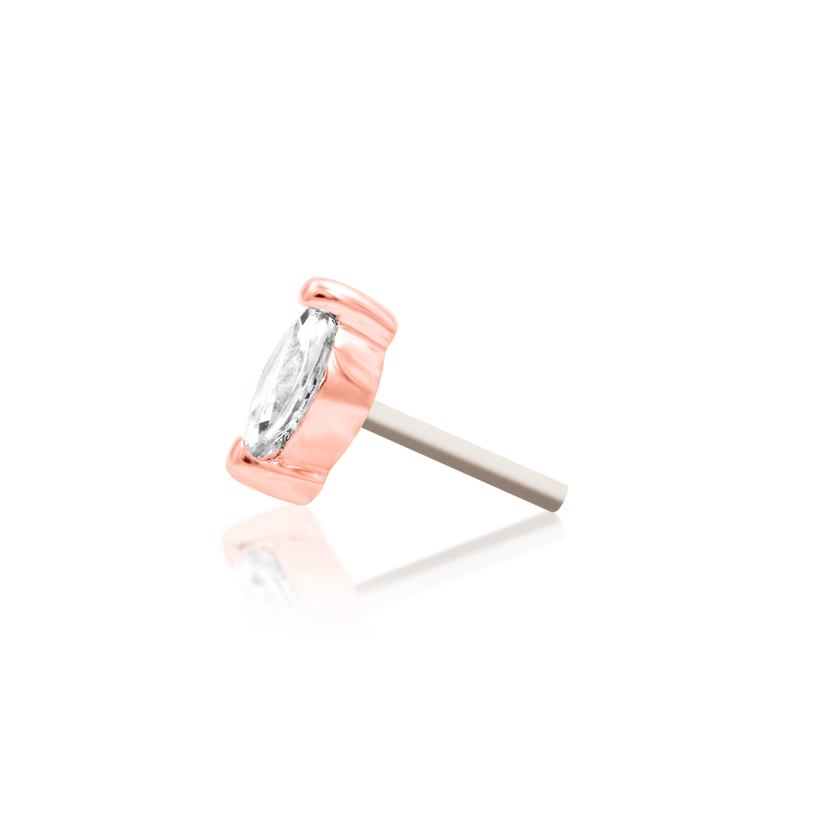 14ct rose gold threadless Gold Marquise end, Loughborough Origins Body Art