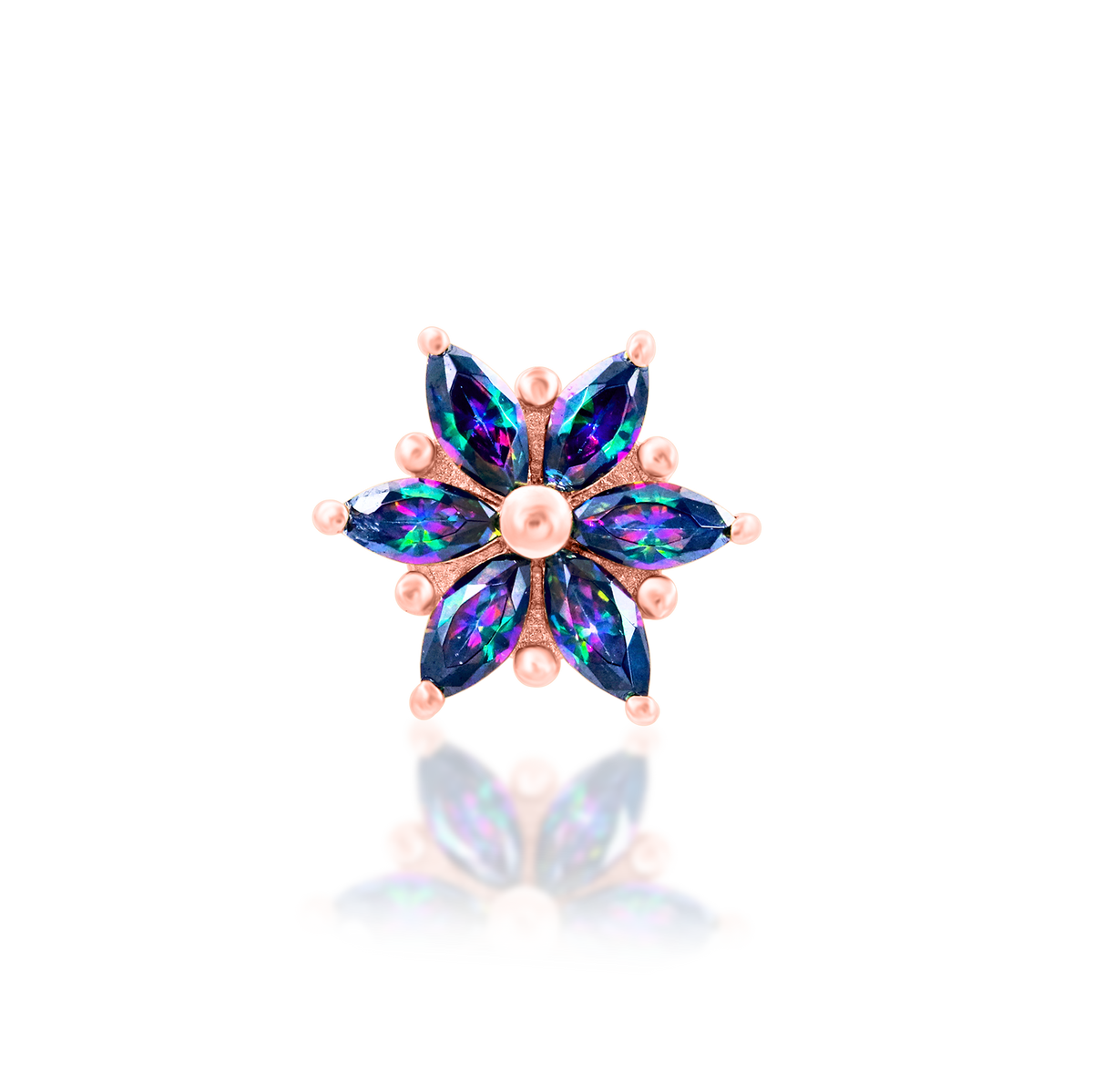 14ct rose gold threadless Mystic Elegance end, Loughborough Origins Body Art