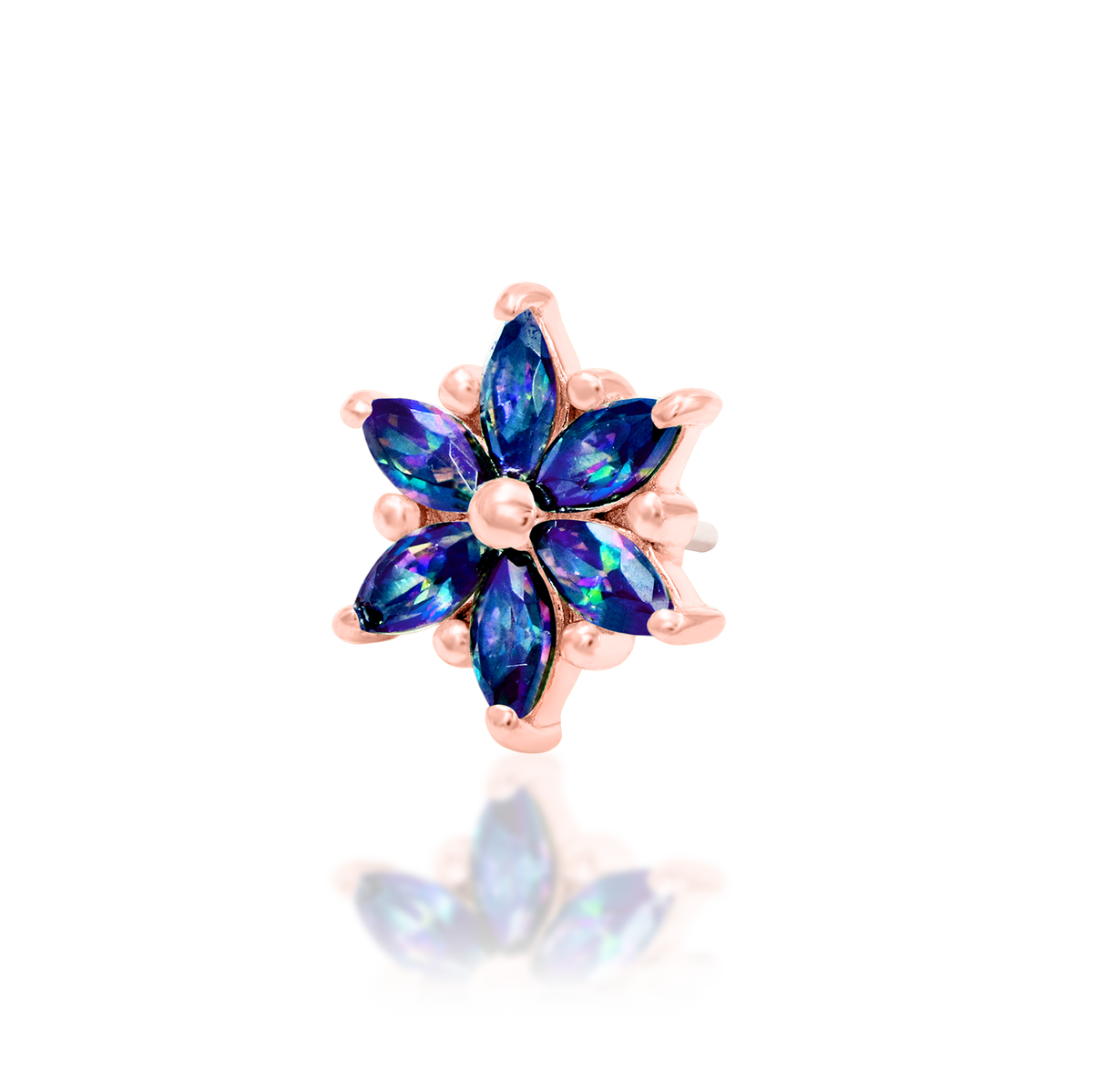 14ct rose gold threadless Mystic Elegance end, Loughborough Origins Body Art