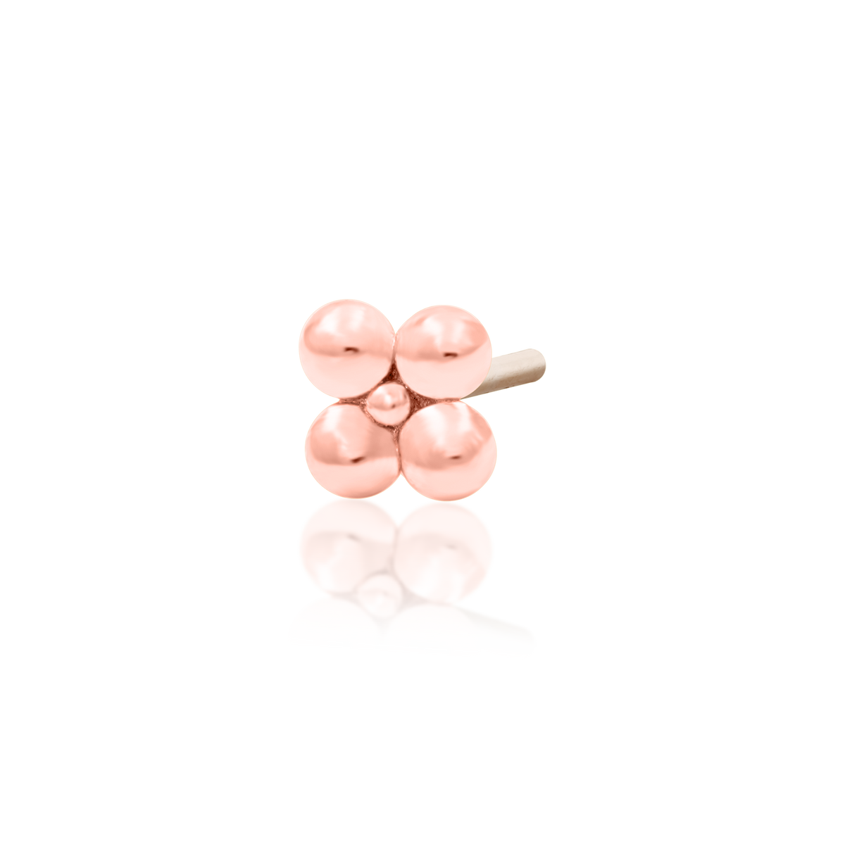 14ct rose gold threadless Gold Square Quad-Bead end, Loughborough Origins Body Art